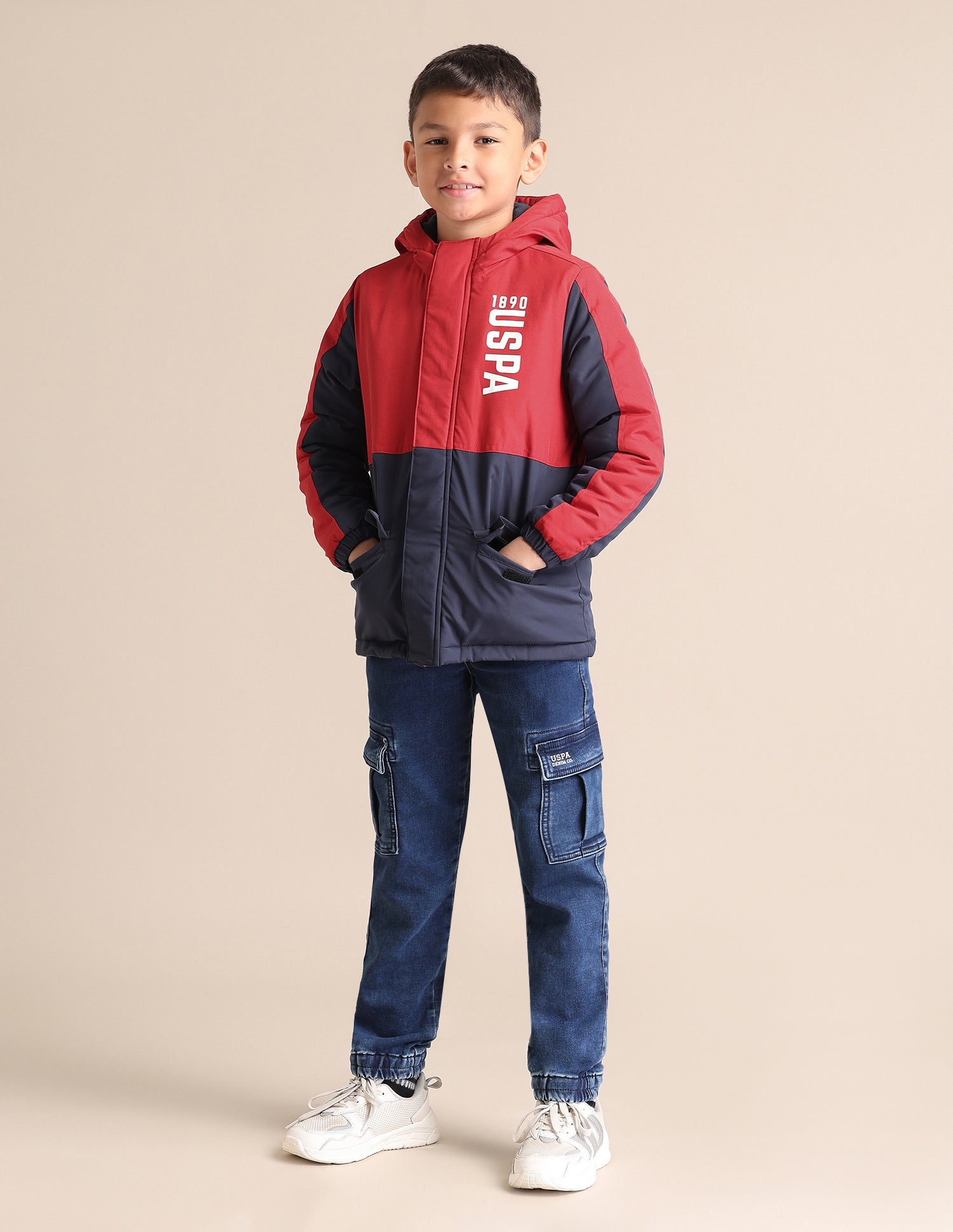 Boys Colour Blocked Hooded Jacket Red - U.S. POLO ASSN. | Large