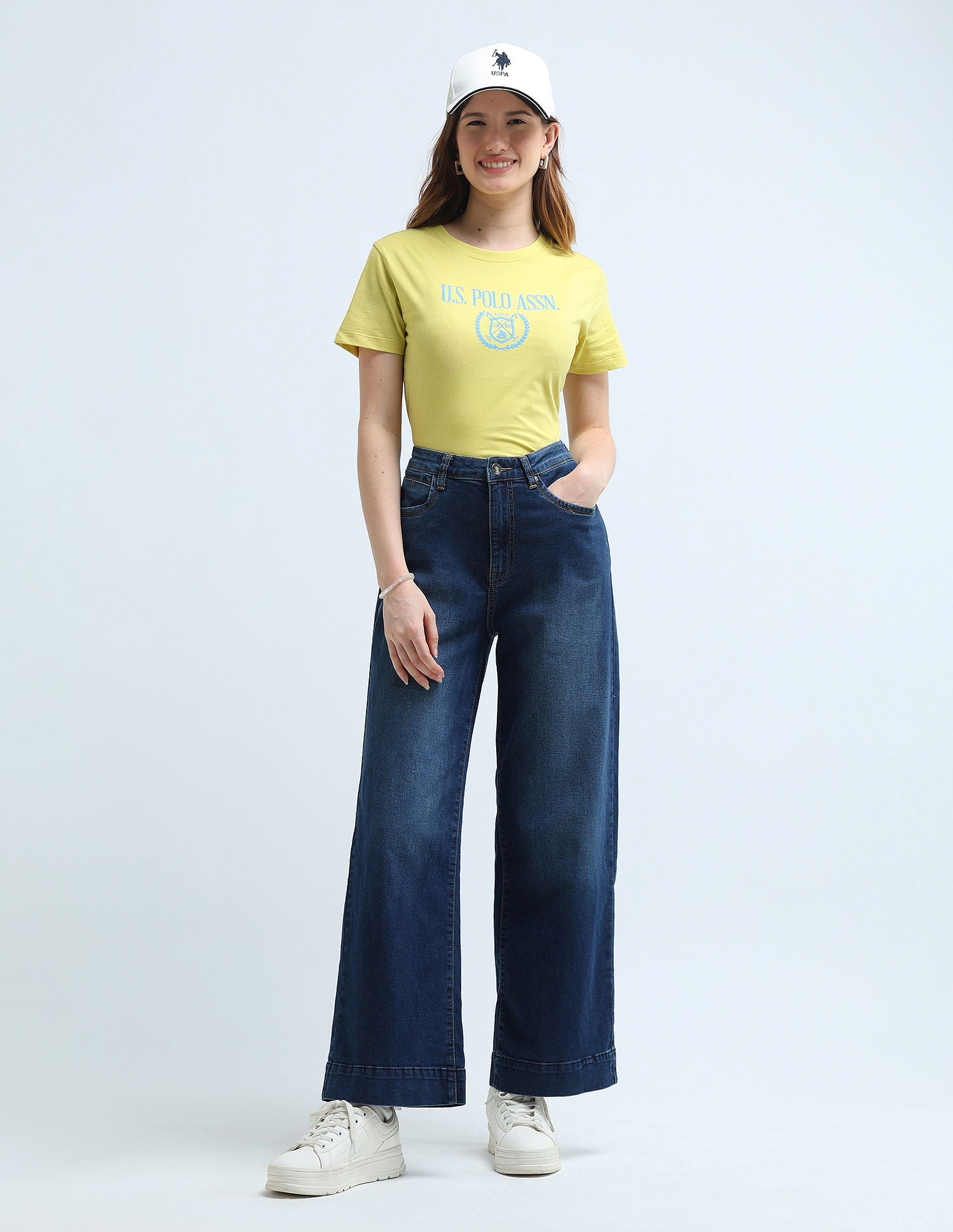 High Rise Wide Leg Jeans Dark Blue - U.S. Polo Assn. India | Large