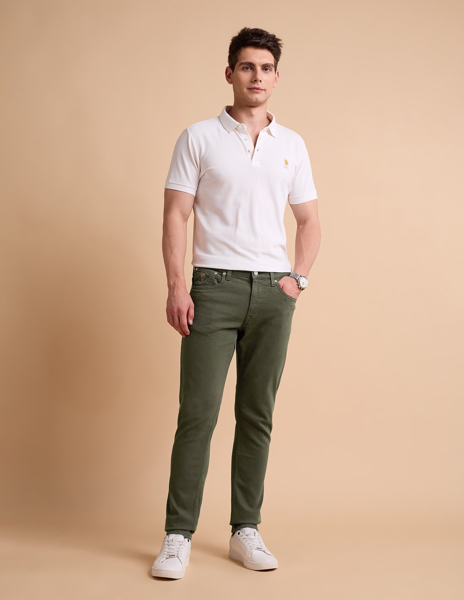 Brandon Slim Tapered Fit Green Jeans Olive - U.S. POLO ASSN. | Large