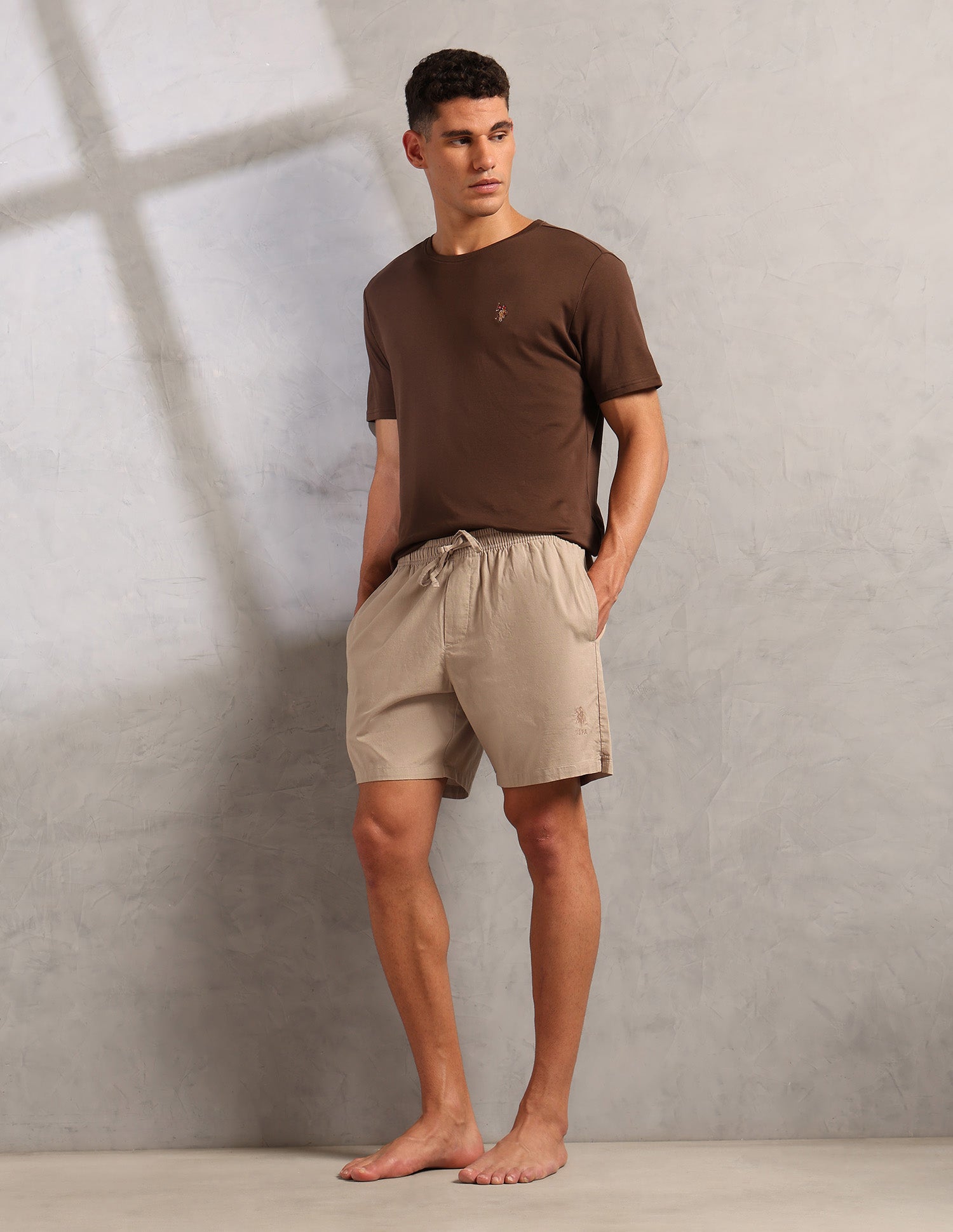 Cotton Linen PS001 Lounge Shorts - Pack Of 1 Beige - U.S. POLO ASSN. | Large