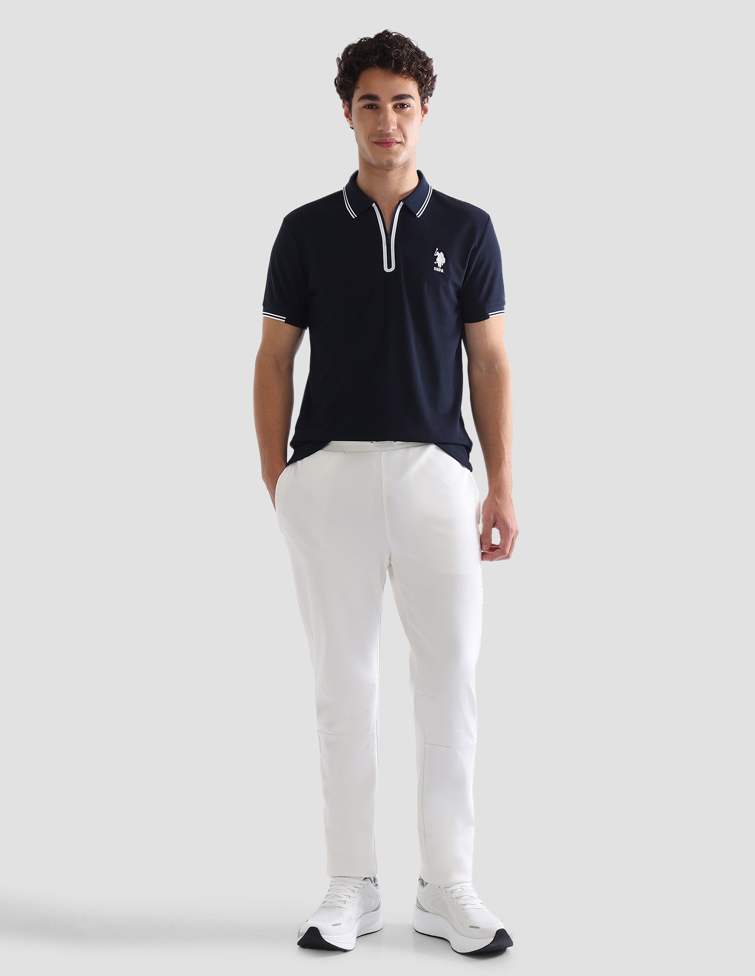 Solid Slim Fit Active Polo Shirt Navy - U.S. Polo Assn. India | Large