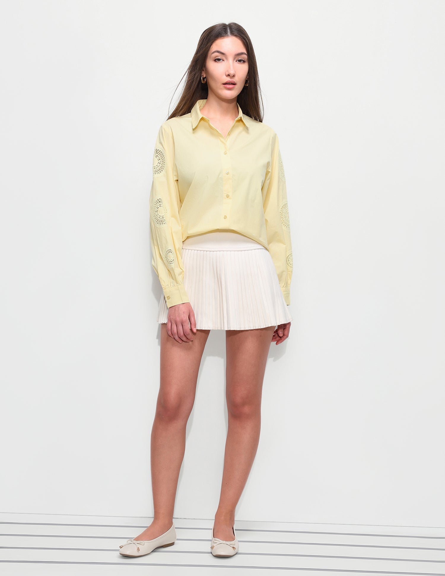 Crochet Solid Relaxed Fit Shirt Light Yellow - U.S. Polo Assn. India | Large