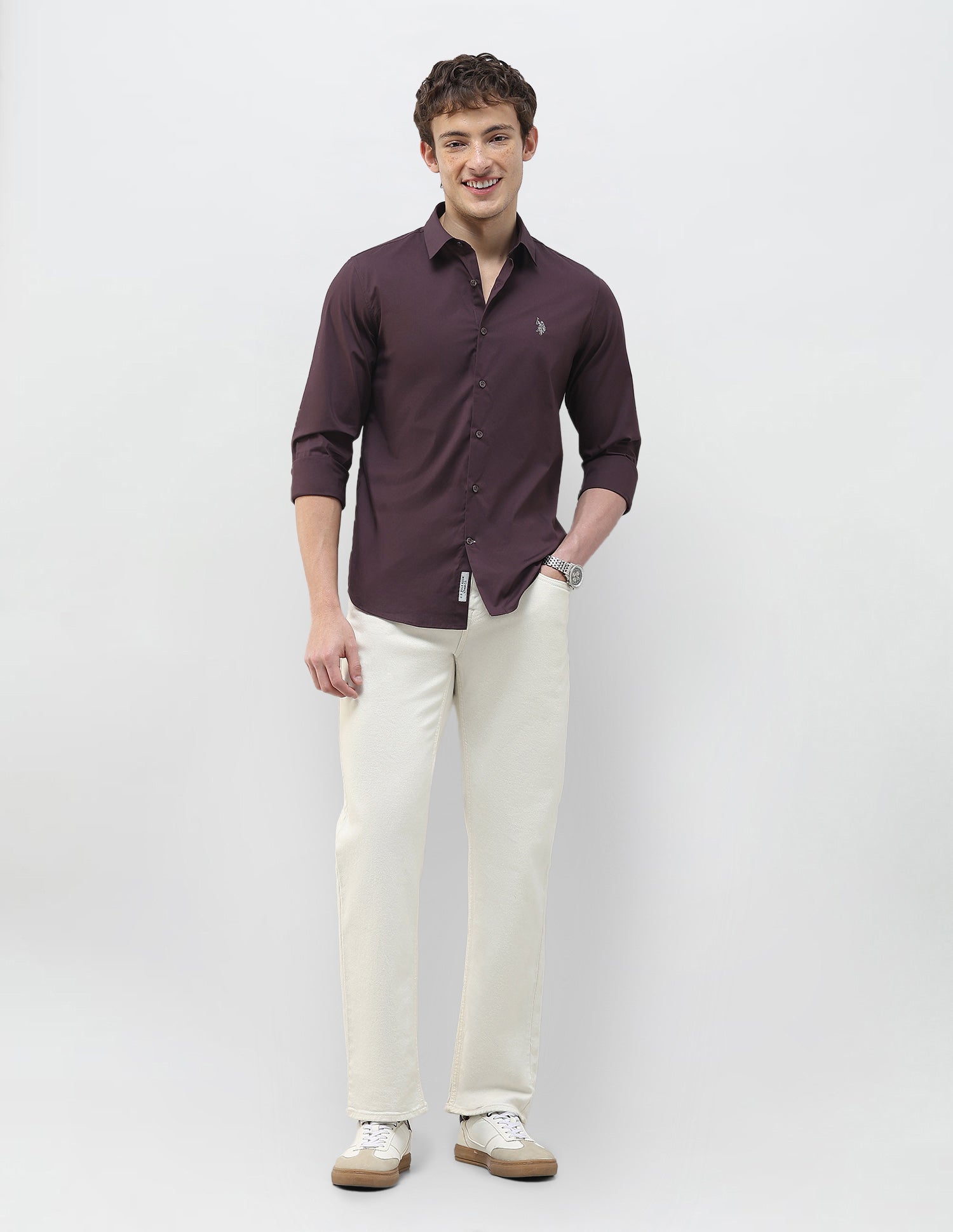 Poplin Regular Fit Shirt Wine - U.S. Polo Assn. India | Large