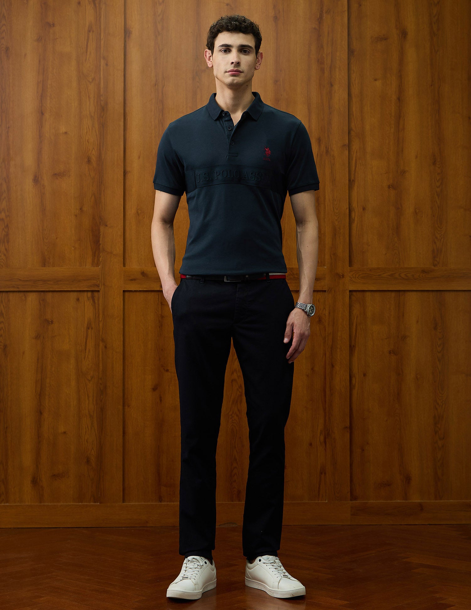 Brand Embossed Varsity Theatre Polo Shirt Navy - U.S. POLO ASSN. | Large