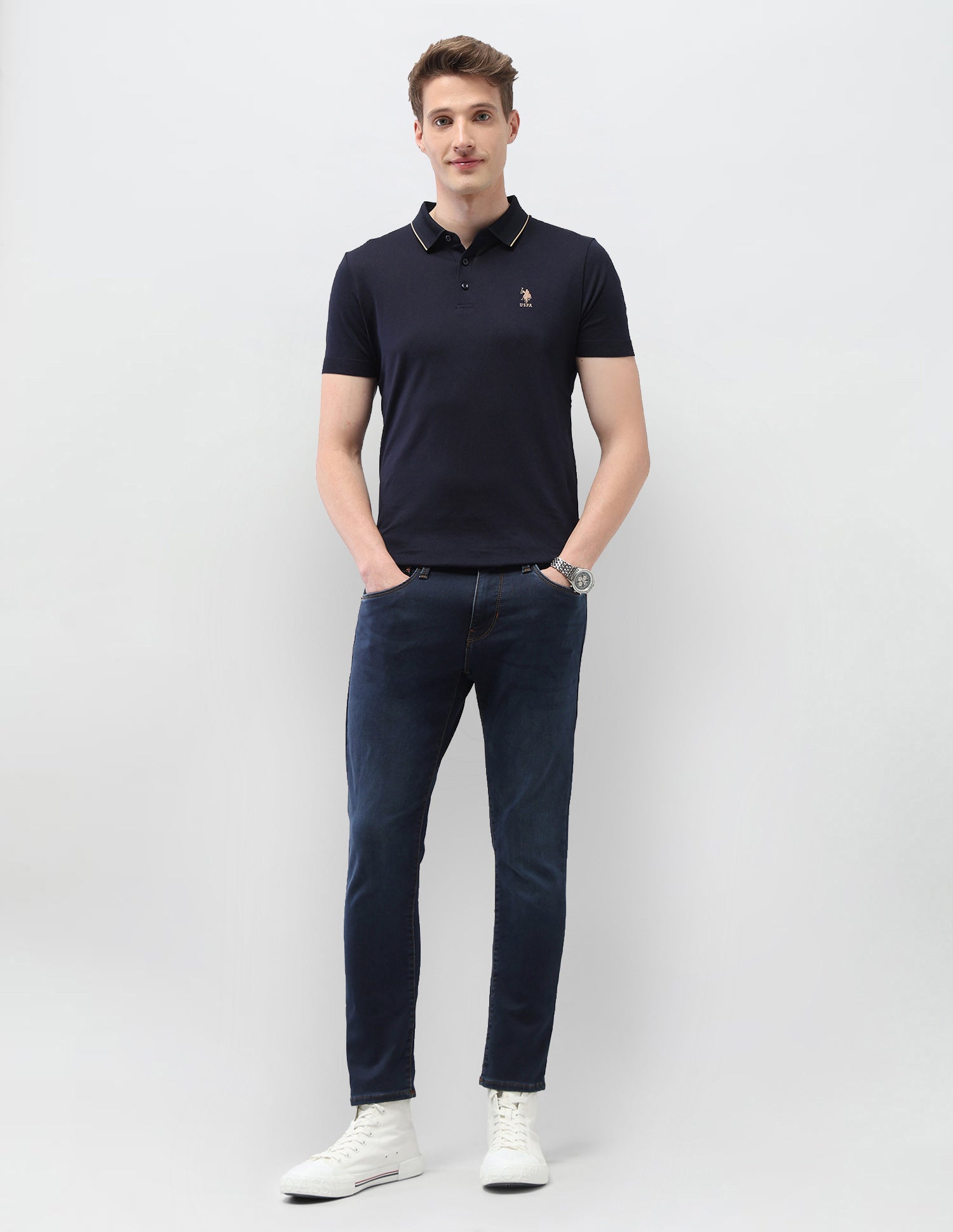 Henry Tapered Fit Blue Jeans Dark Blue - U.S. Polo Assn. India | Large