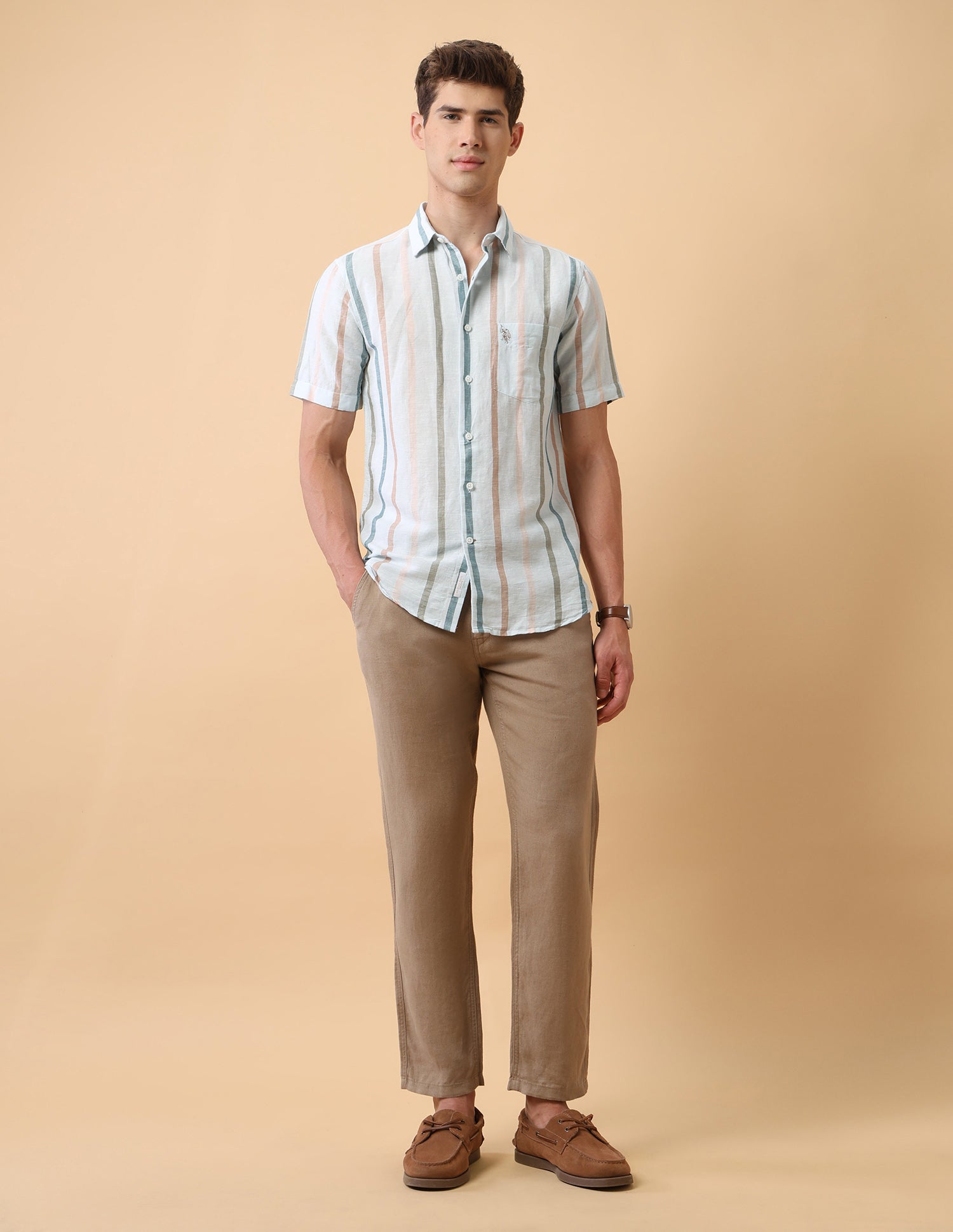 Pacho X Vertical Striped Regular Fit Shirt Blue - U.S. Polo Assn. India | Large