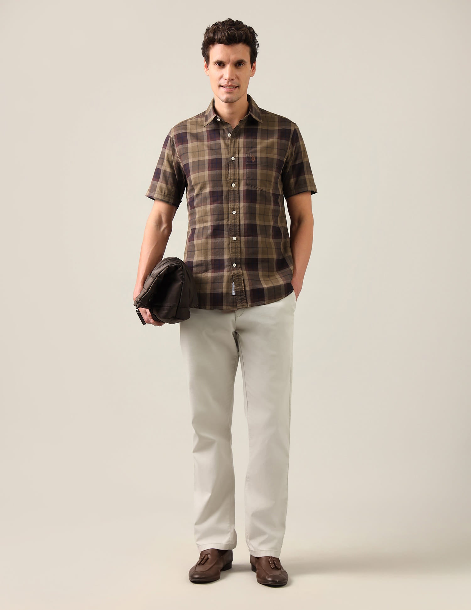 Tartan Checked Regular Fit Shirt Brown - U.S. Polo Assn. India | Large