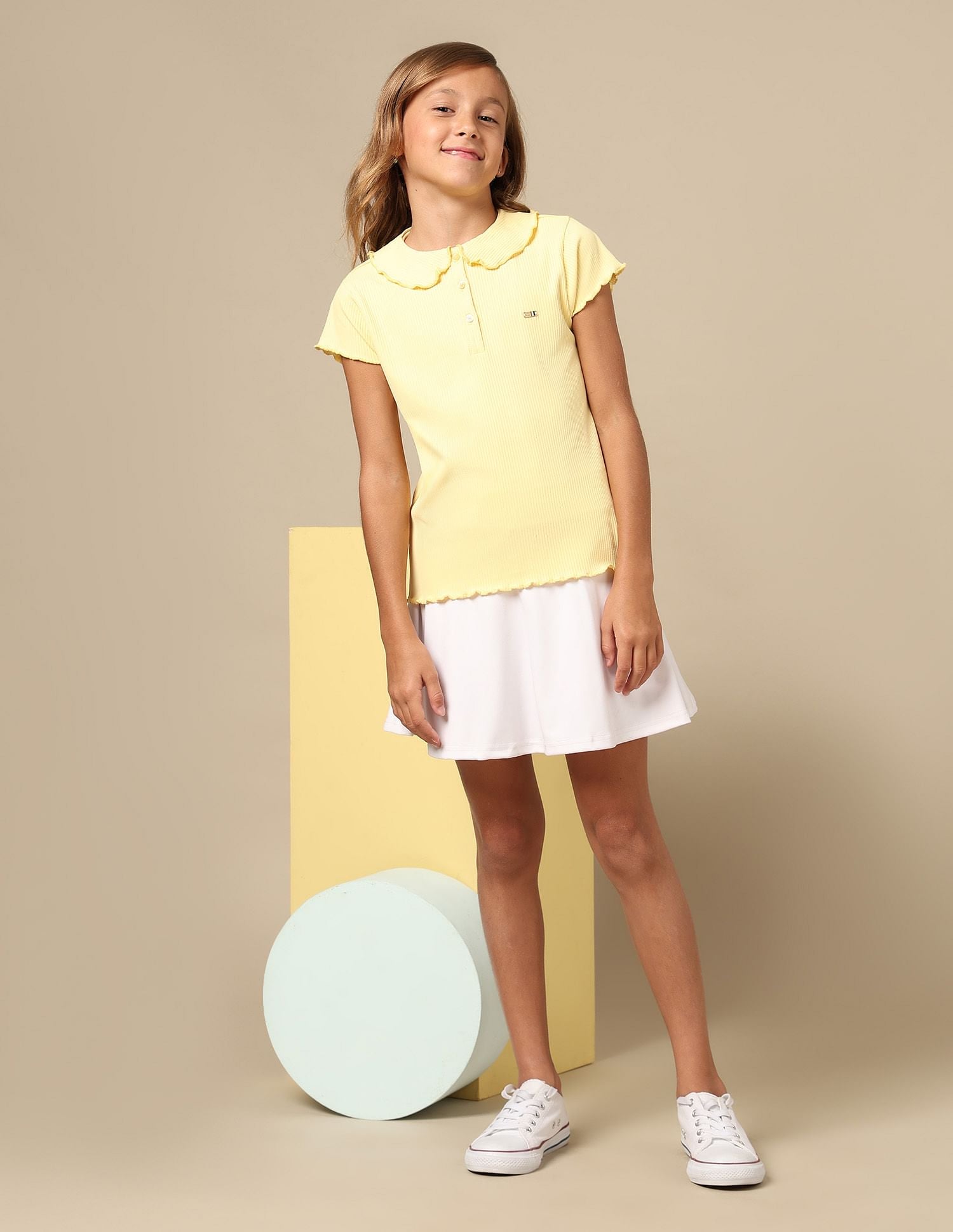 Girls Relaxed Fit Lettuce Edge T-Shirt Yellow - U.S. POLO ASSN. | Large