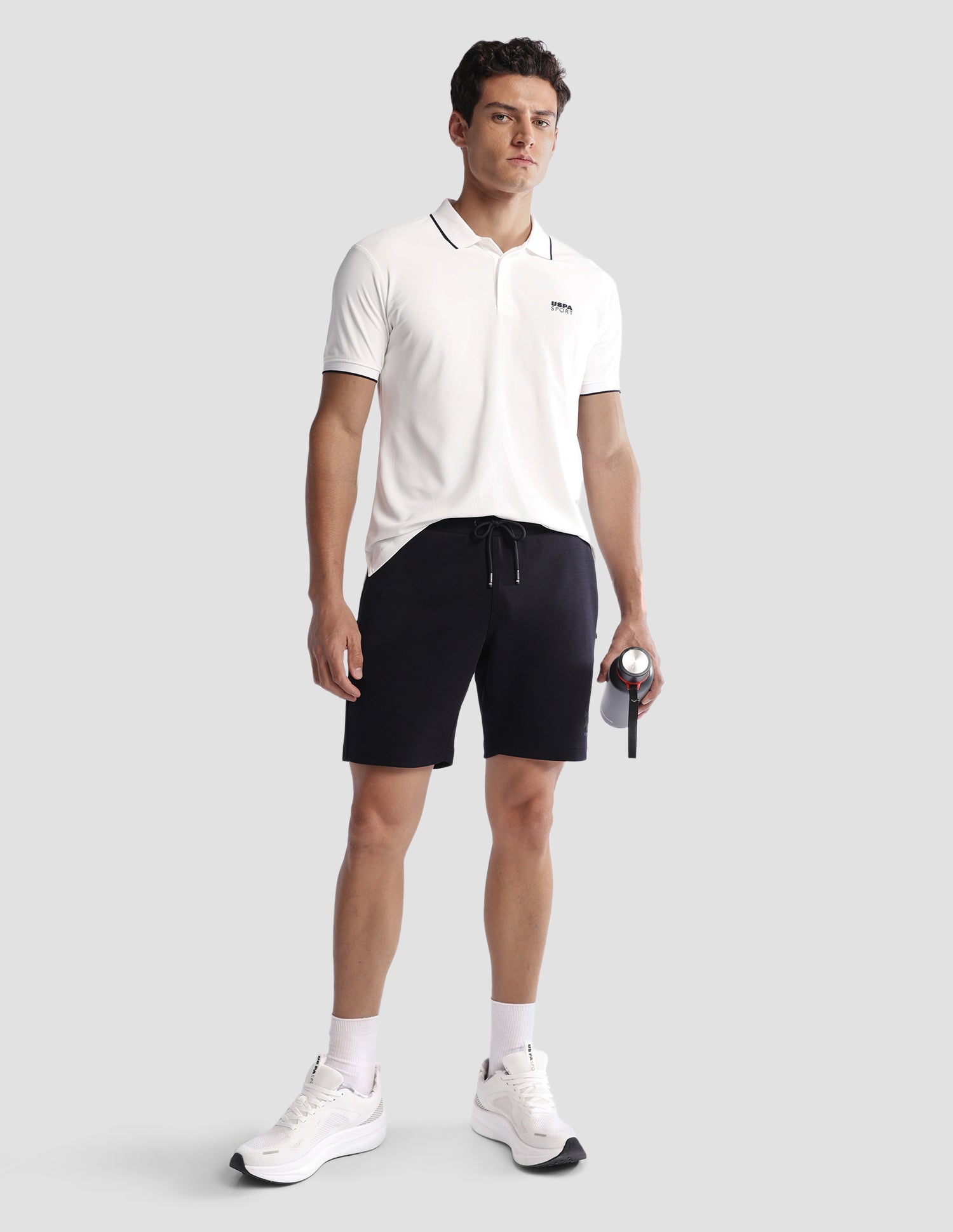 Solid Regular Fit Active Polo Shirt Off White - U.S. Polo Assn. India | Large