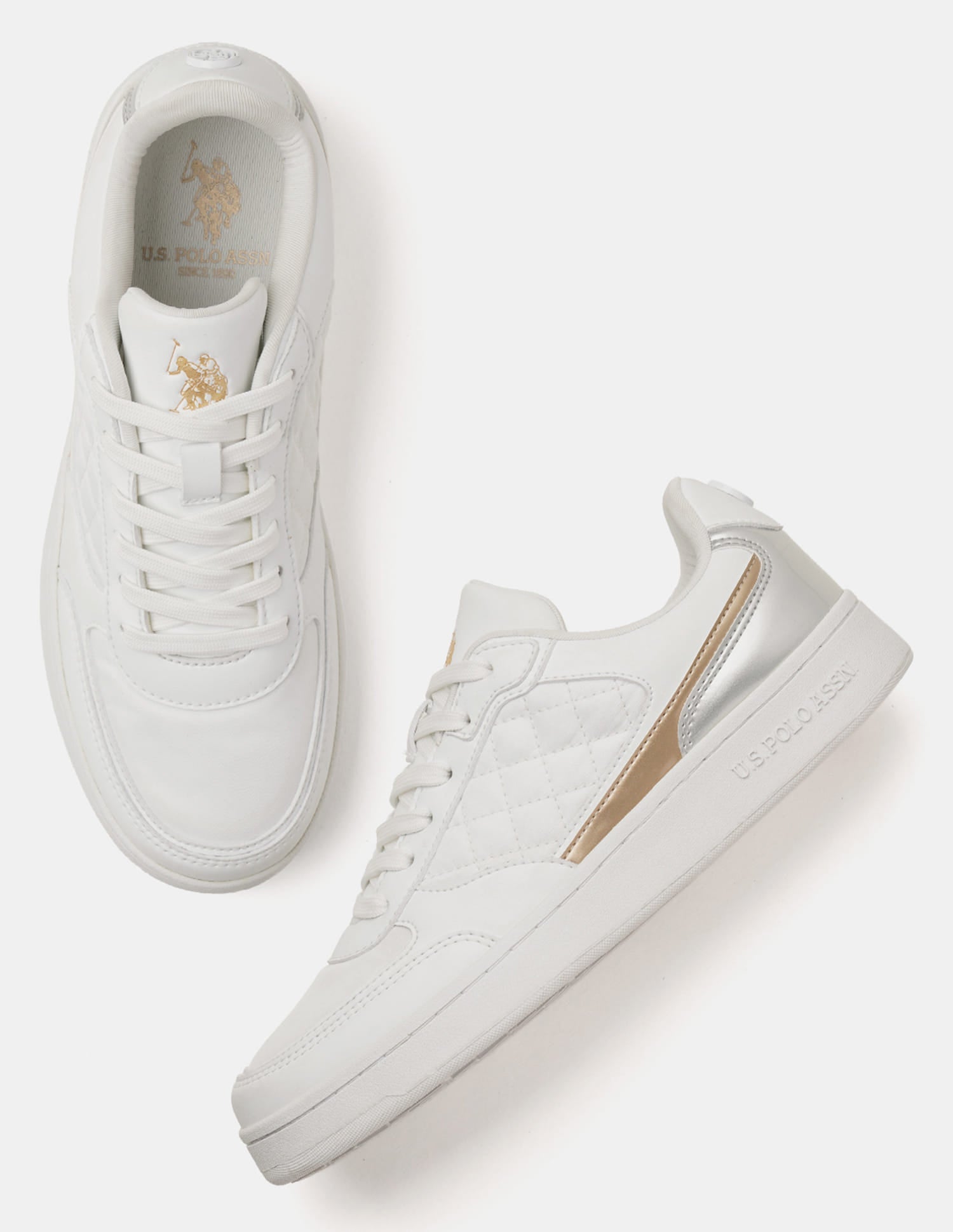 Women Sophie 2.0 Metallic Sneakers Off White - U.S. Polo Assn. India | Large