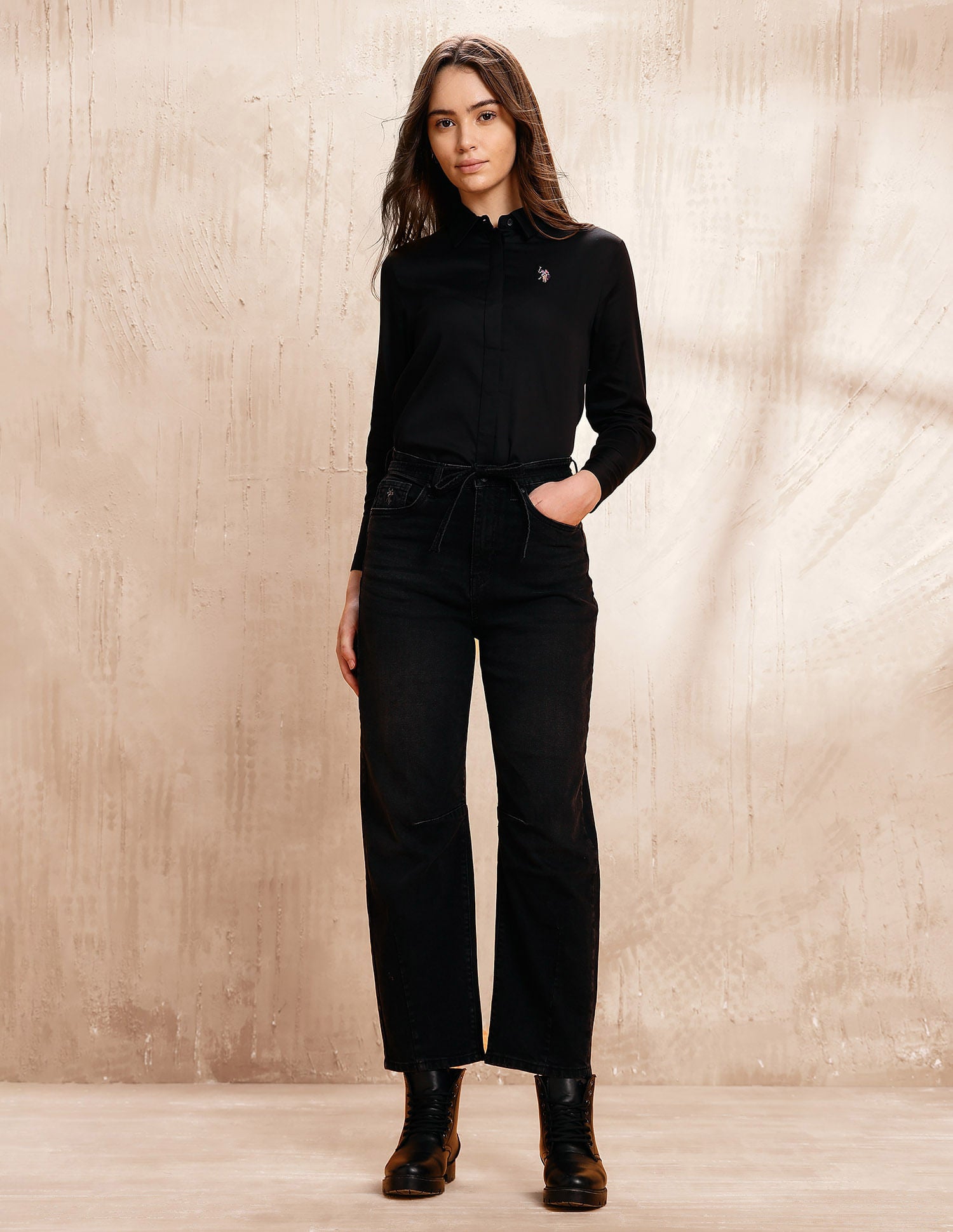 High Rise Barrel Fit Jeans Grey - U.S. POLO ASSN. | Large