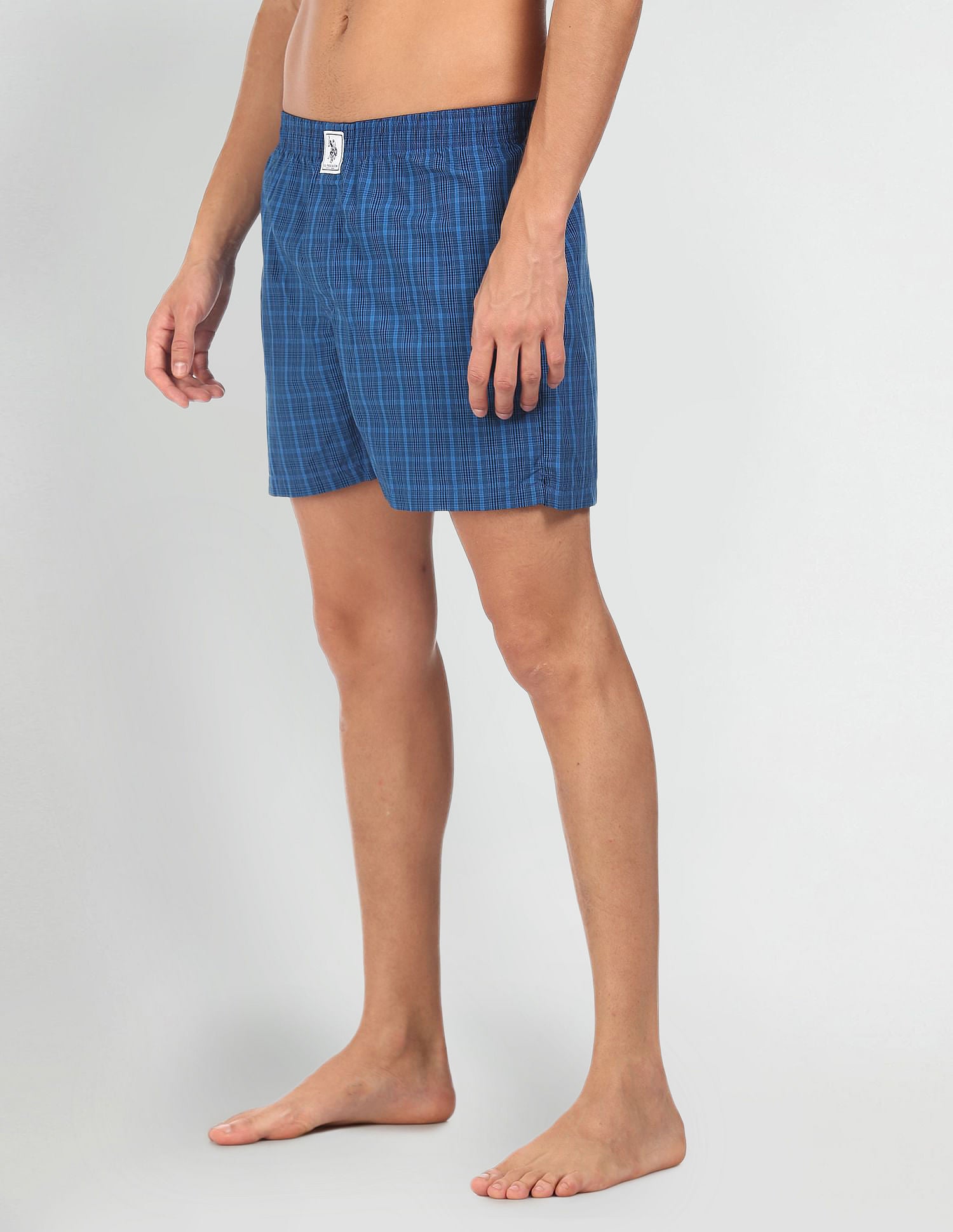 Plaid Check Pure Cotton I691 Boxers - Pack Of 2 Blue - U.S. POLO ASSN. | Large
