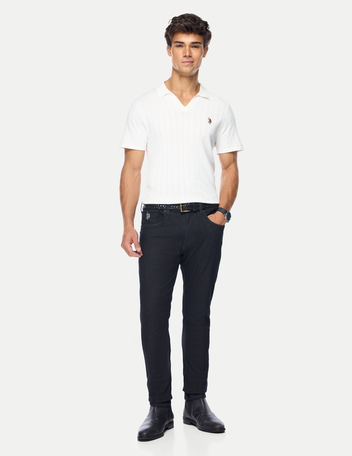 Henry Tapered Cropped Fit Black Jeans Black - U.S. Polo Assn. India | Large