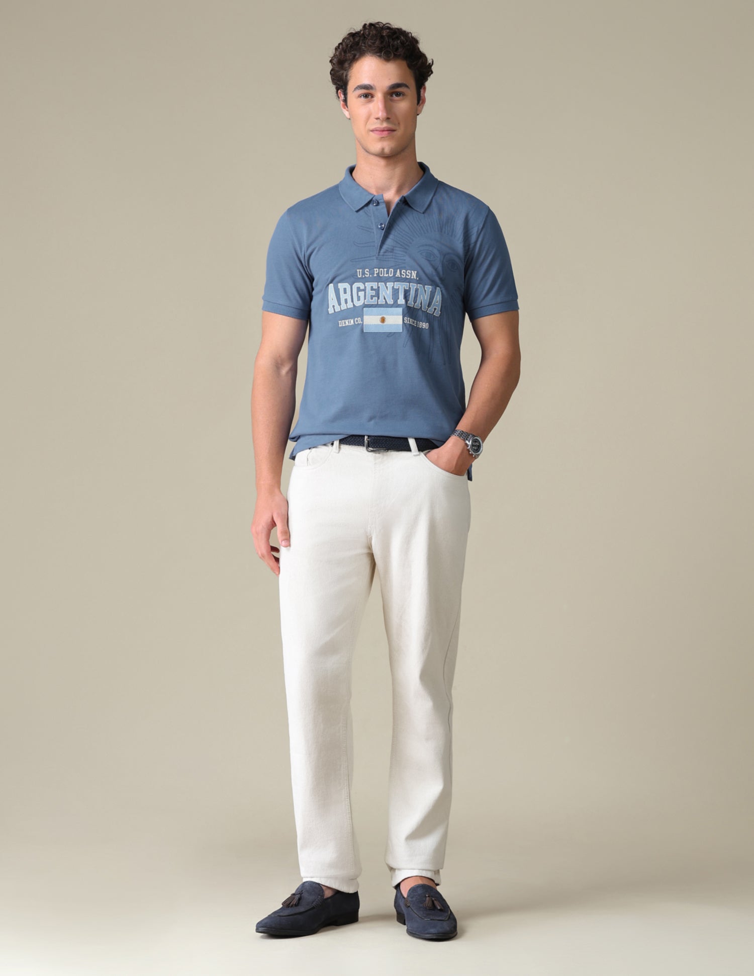 Typographic Slim Fit T-Shirt Blue - U.S. Polo Assn. India | Large