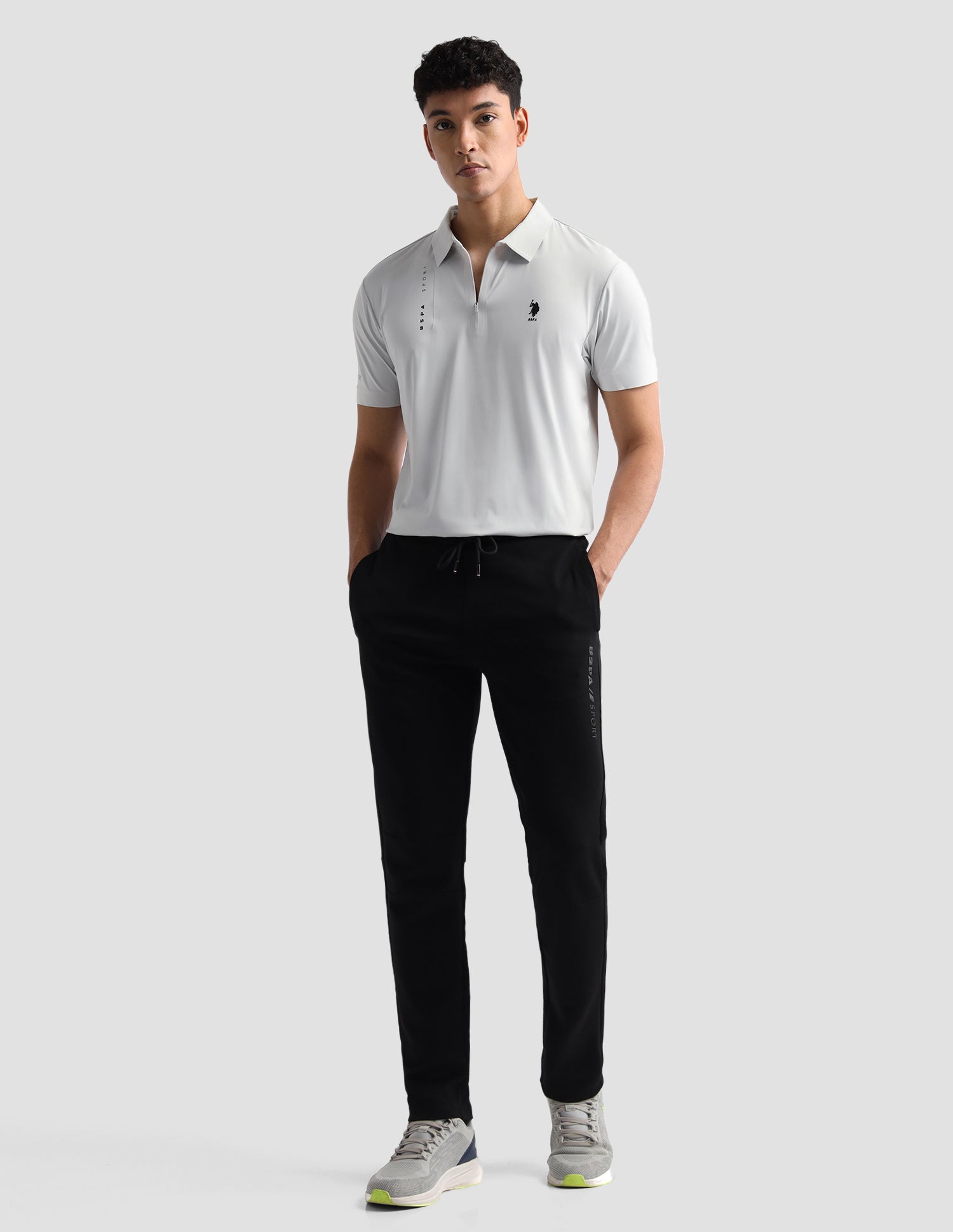 Solid Slim Fit Active Polo Shirt Grey - U.S. Polo Assn. India | Large