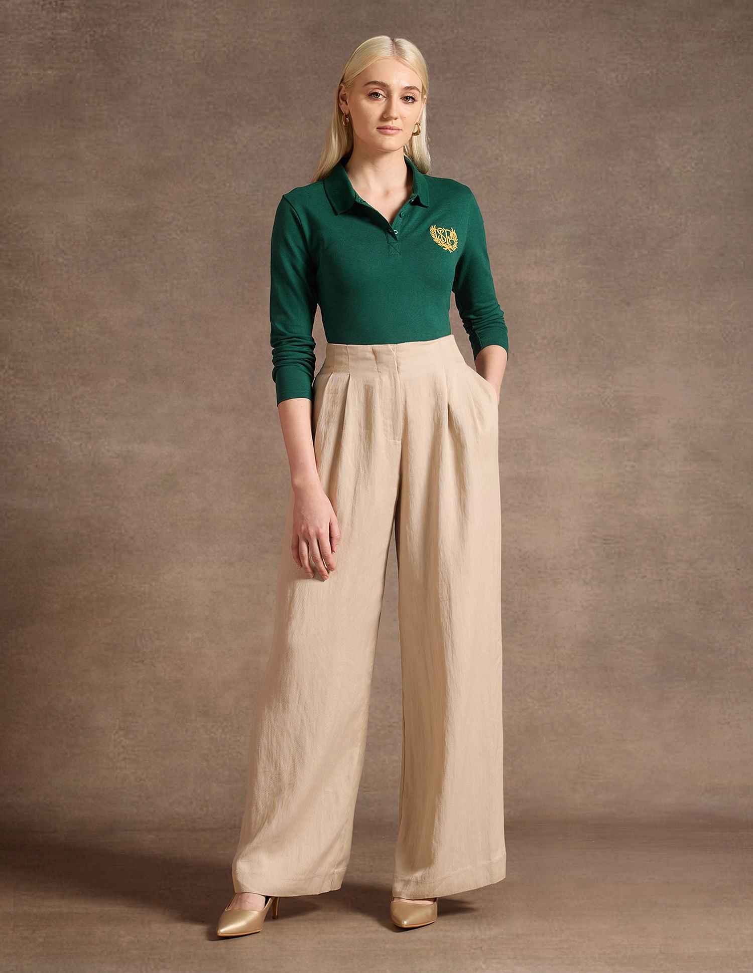 Crest Logo Long Sleeve Polo Shirt Dark Green - U.S. POLO ASSN. | Large