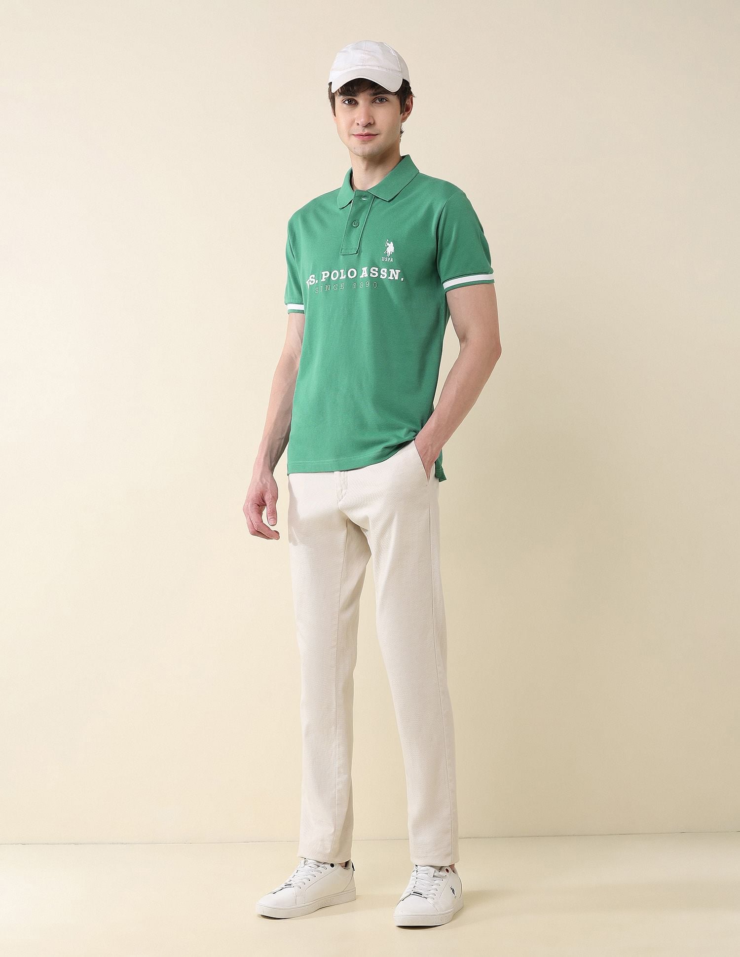 Slim Fit Brand Embroidered Polo Shirt Green - U.S. POLO ASSN. | Large