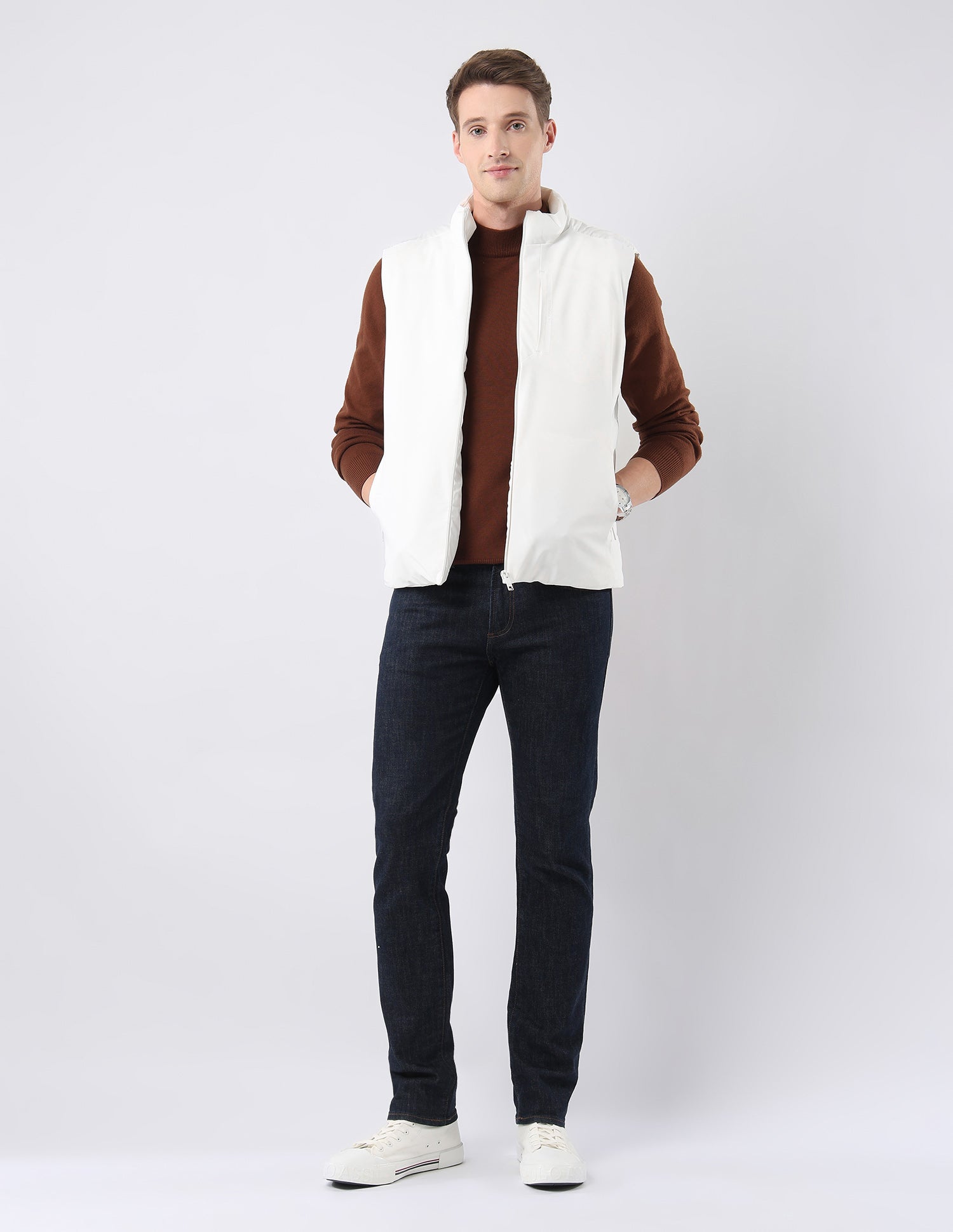 Solid Regular Fit Jacket White - U.S. Polo Assn. India | Large