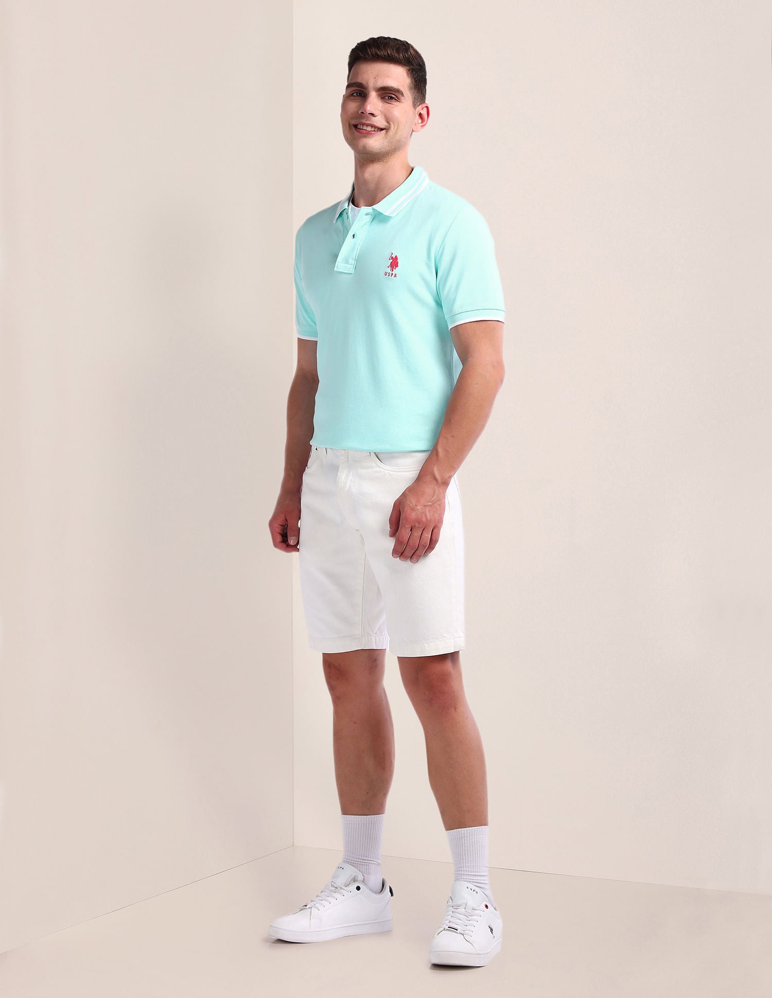 Solid Slim Fit Polo Shirt Blue - U.S. Polo Assn. India | Large