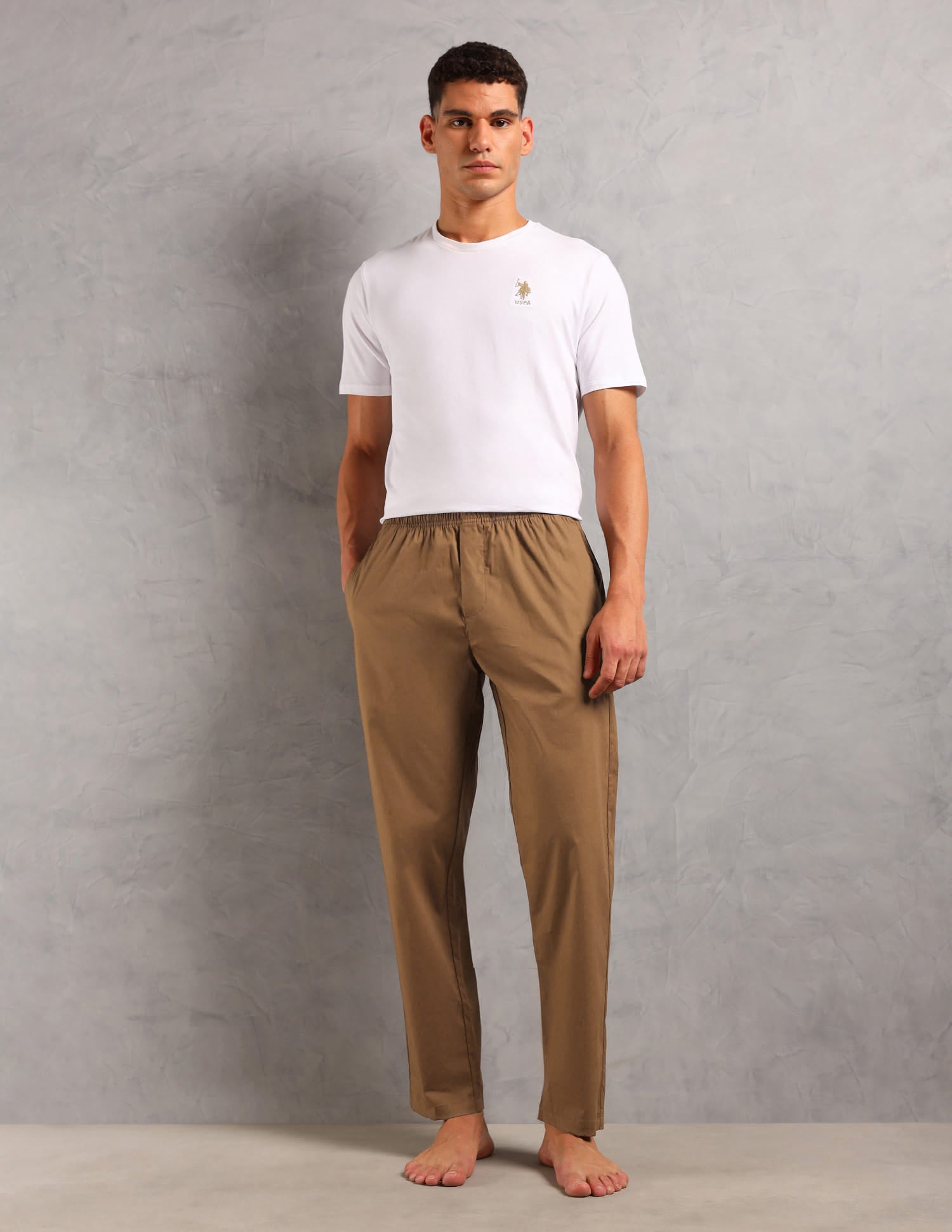 Pull On Relaxed Fit LP003 Lounge Pants - Pack Of 1 Light Brown - U.S. Polo Assn. India | Large