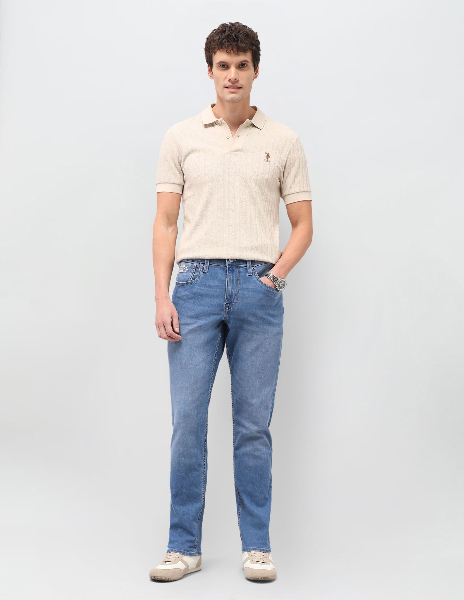 Solid Slim Fit Jeans Blue - U.S. Polo Assn. India | Large