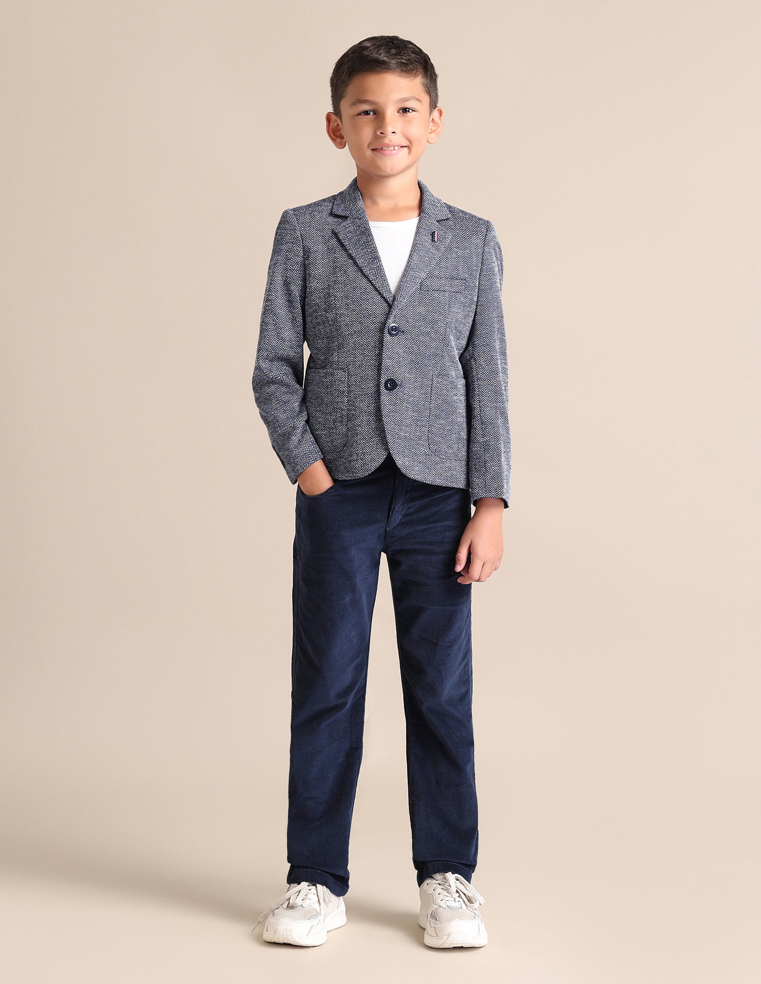 Boys Self Design Pattern Blazer Blue - U.S. POLO ASSN. | Large