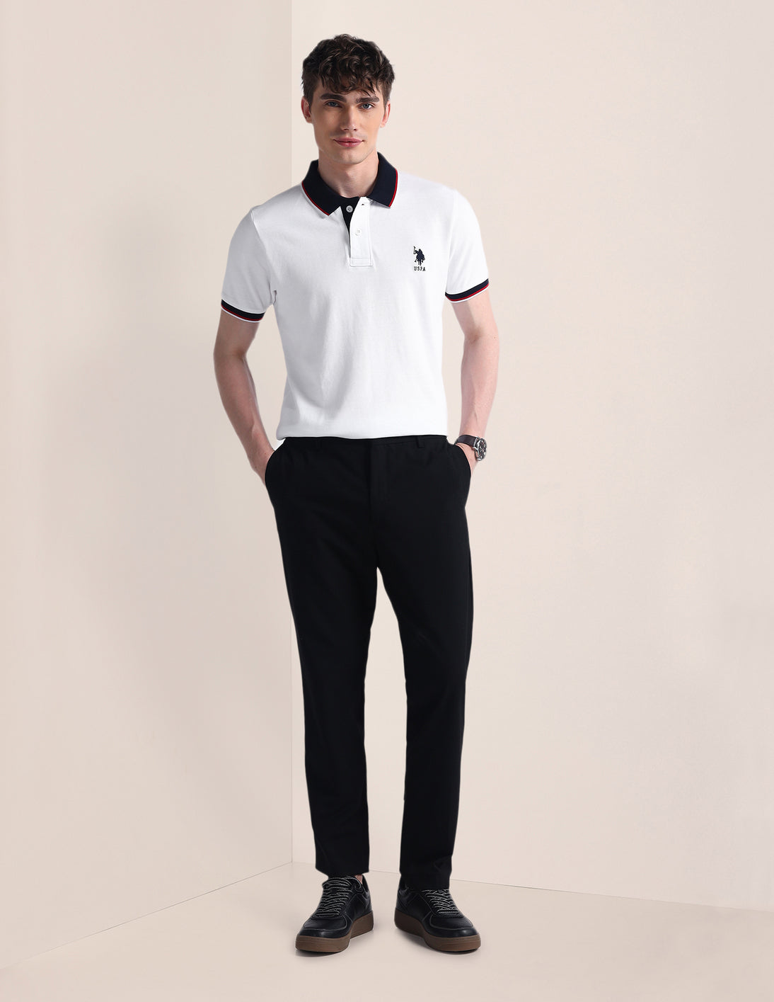 Slim Fit Short Sleeve Polo Shirt White - U.S. POLO ASSN. | Large