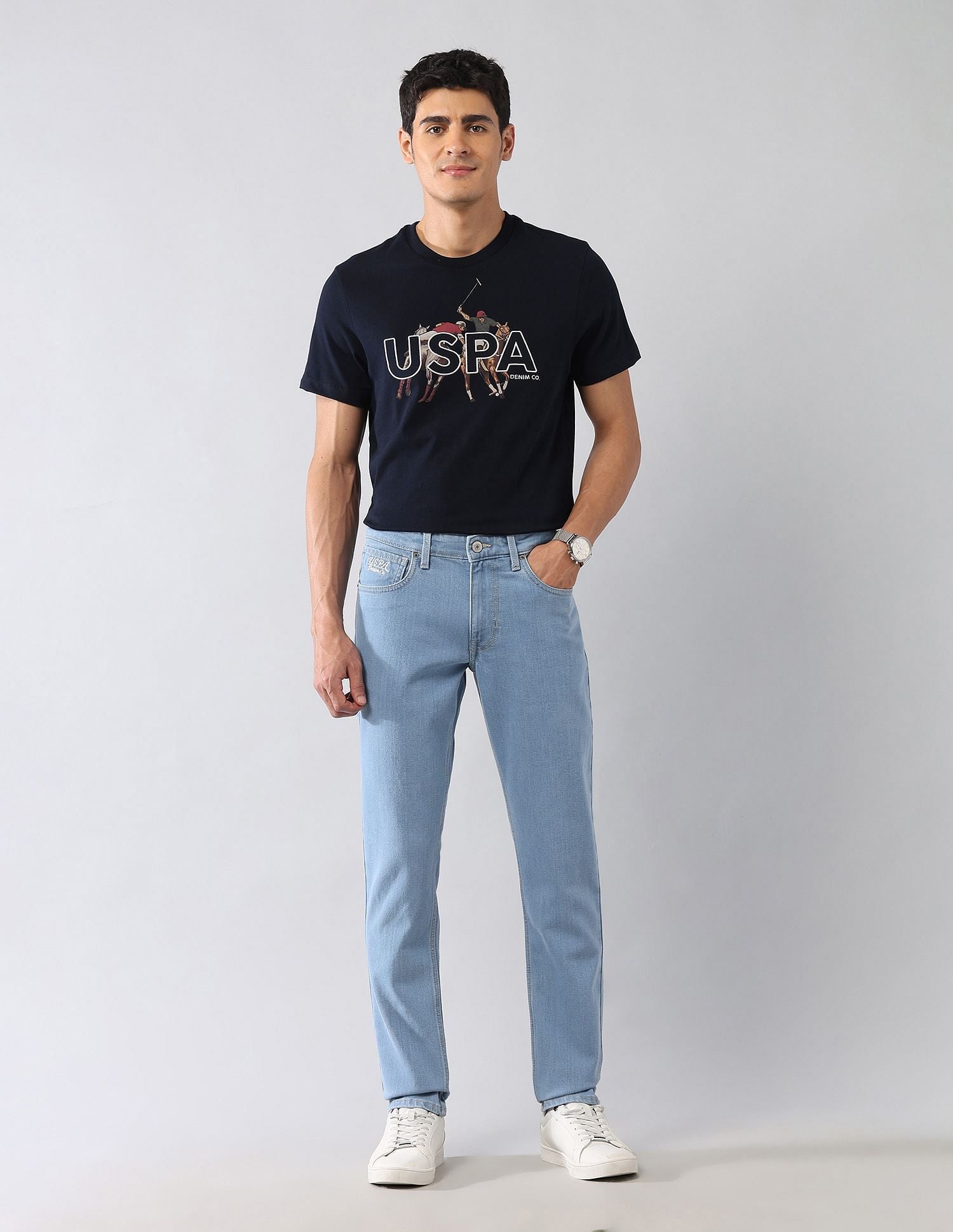 Brandon Slim Tapered Fit Blue Jeans Blue - U.S. POLO ASSN. | Large