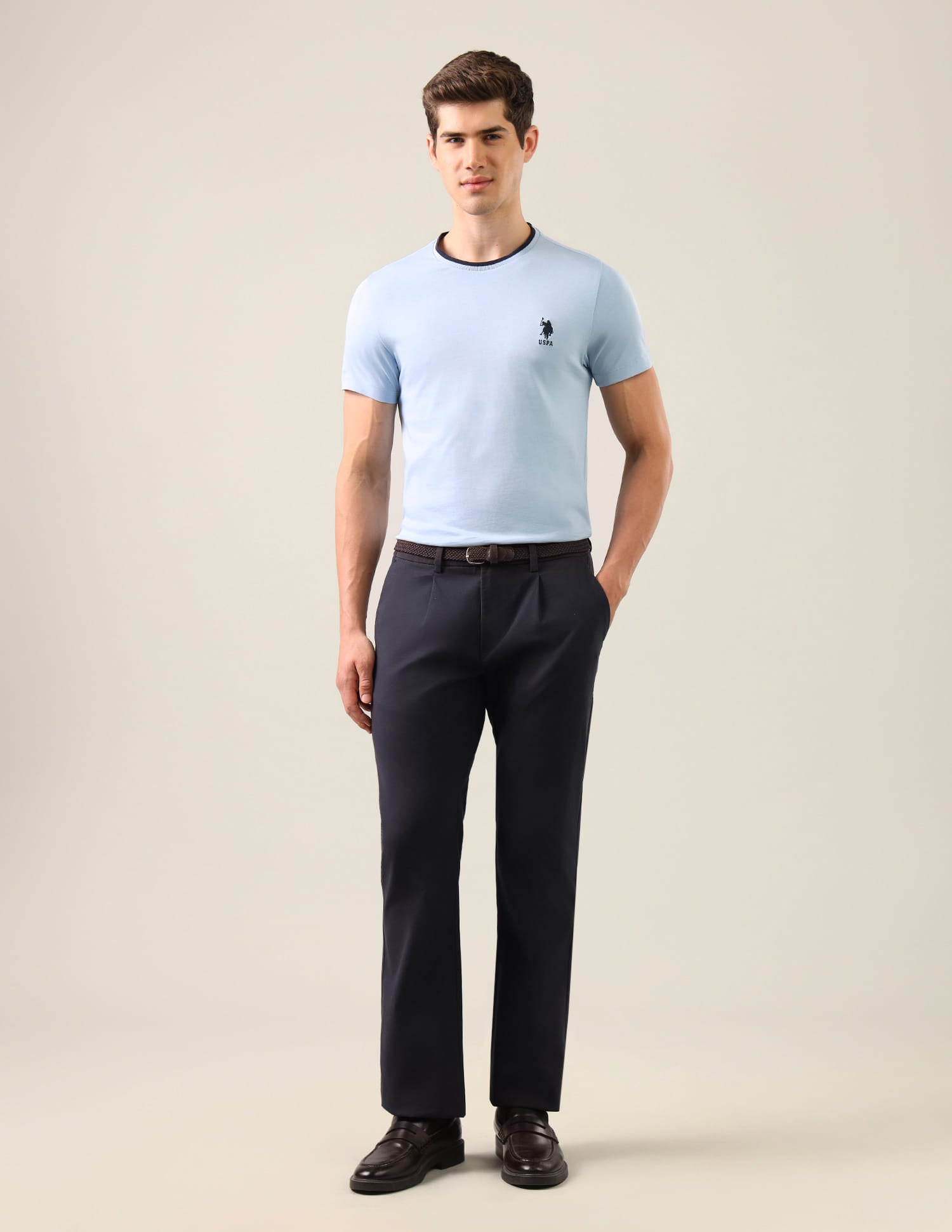 Solid Regular Fit T-Shirt Blue - U.S. Polo Assn. India | Large