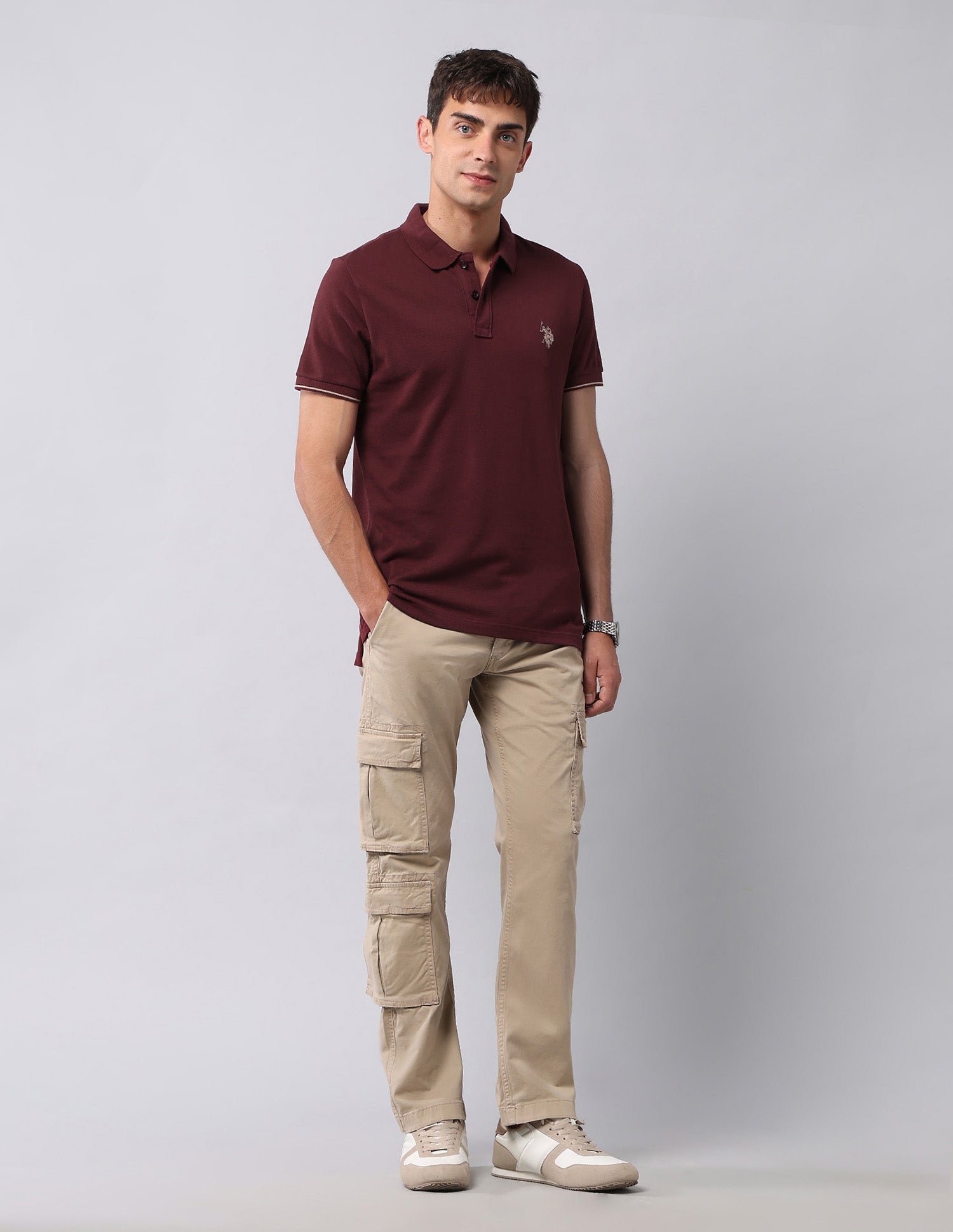 Muscle Fit Pure Cotton Polo Shirt Maroon - U.S. Polo Assn. India | Large