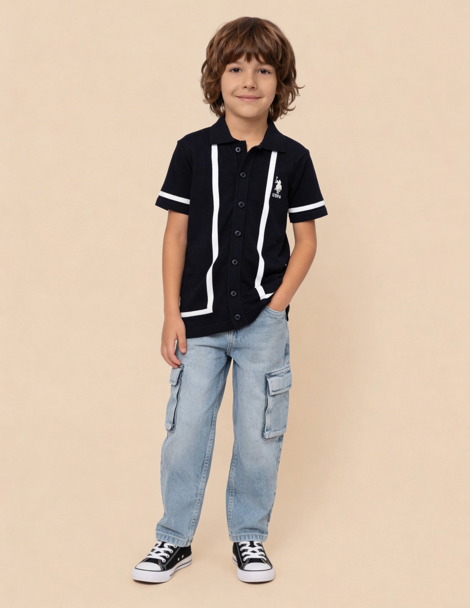 Solid Regular Fit Shirt Navy - U.S. Polo Assn. India | Large