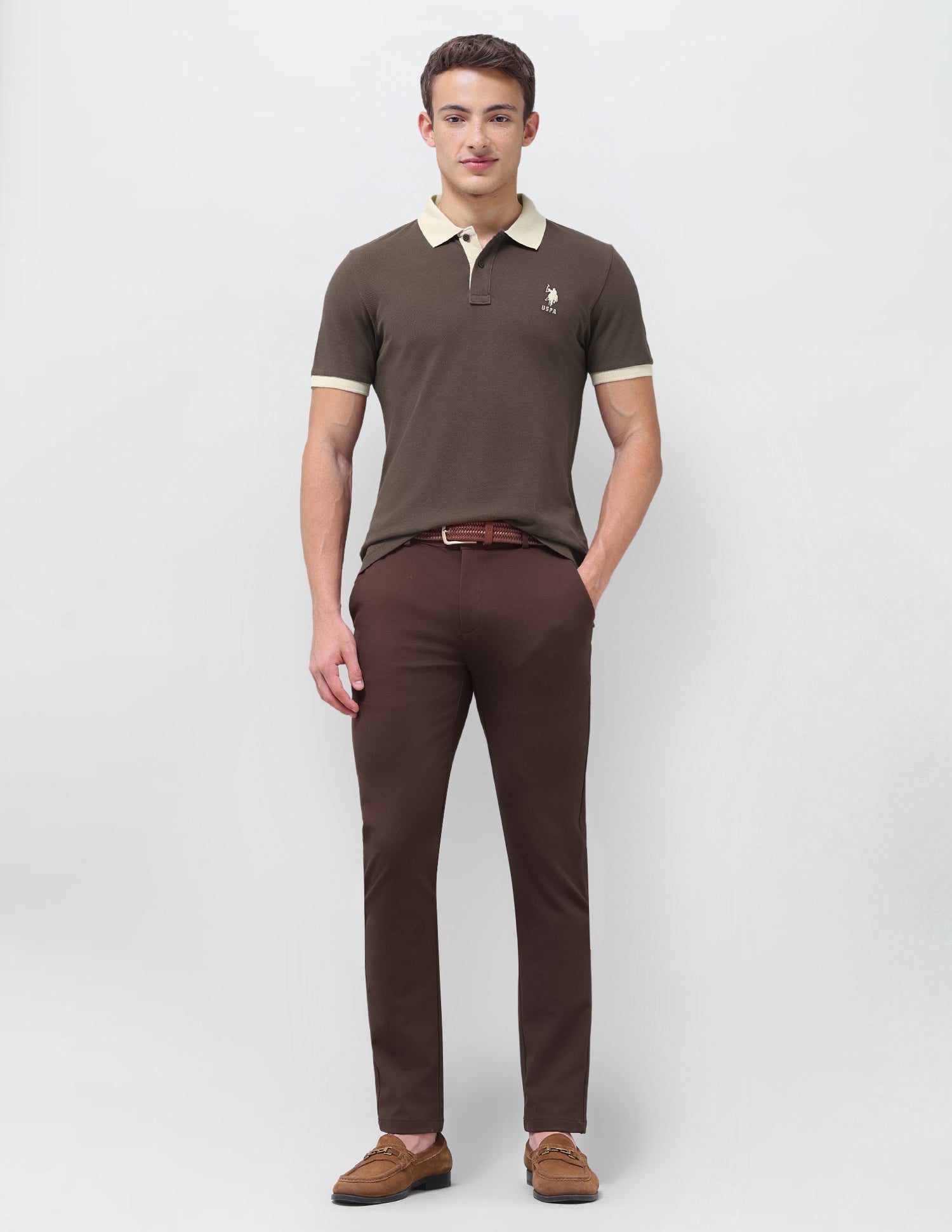 Solid Regular Fit Polo Shirt Dark Brown - U.S. Polo Assn. India | Large