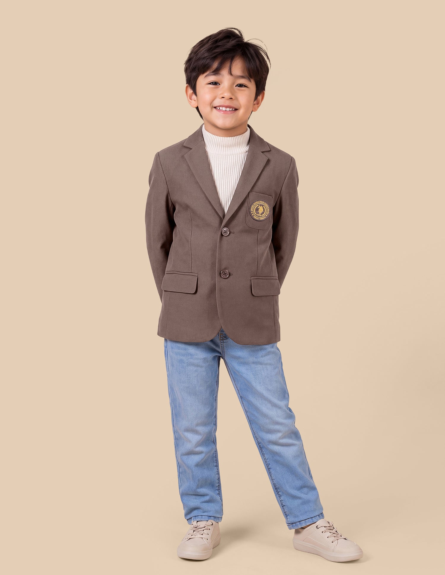 Corduroy Regular Fit Blazer Dark Brown - U.S. Polo Assn. India | Large