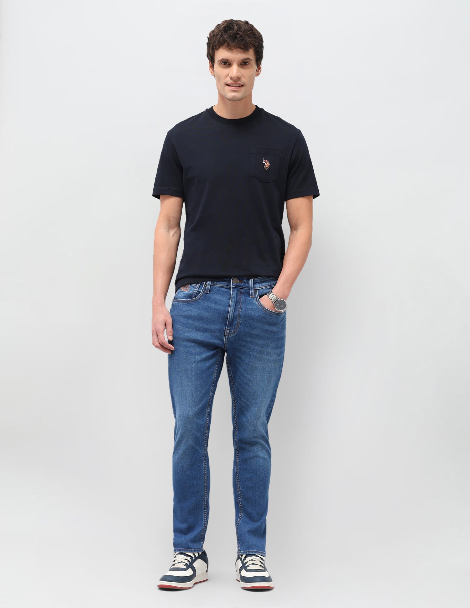 Solid Tapered Fit Jeans Blue - U.S. Polo Assn. India | Large