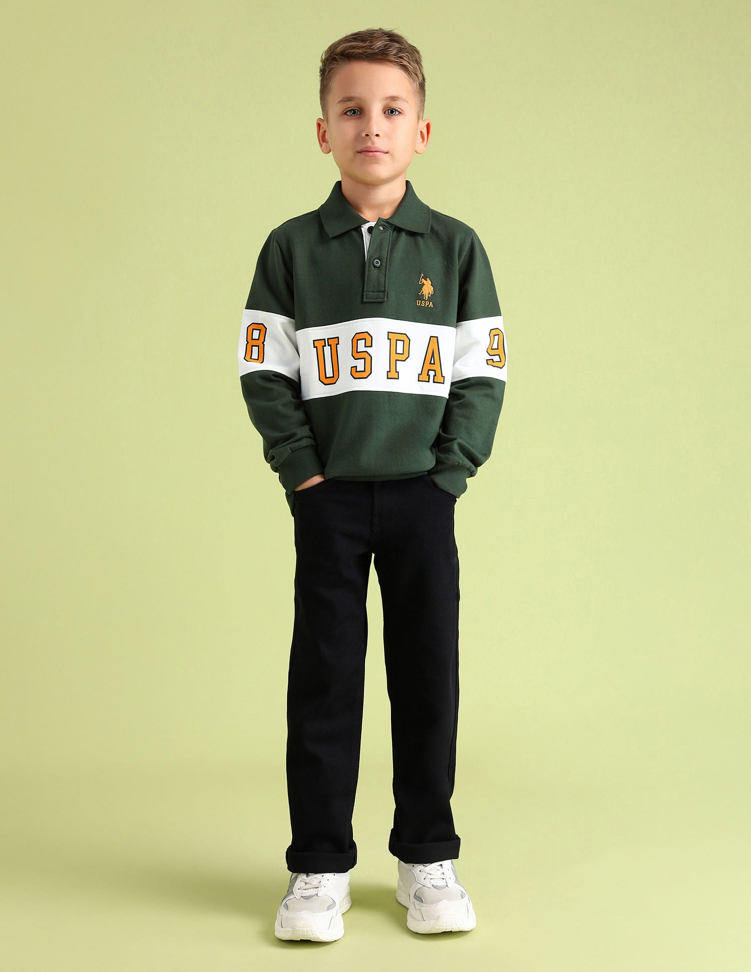 Boys Colourblocked Sweatshirt Green - U.S. POLO ASSN. | Large