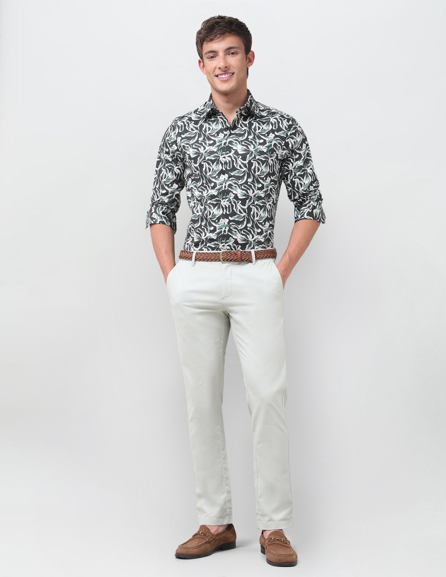 Abstract Printed Satin Shirt Olive - U.S. Polo Assn. India | Large