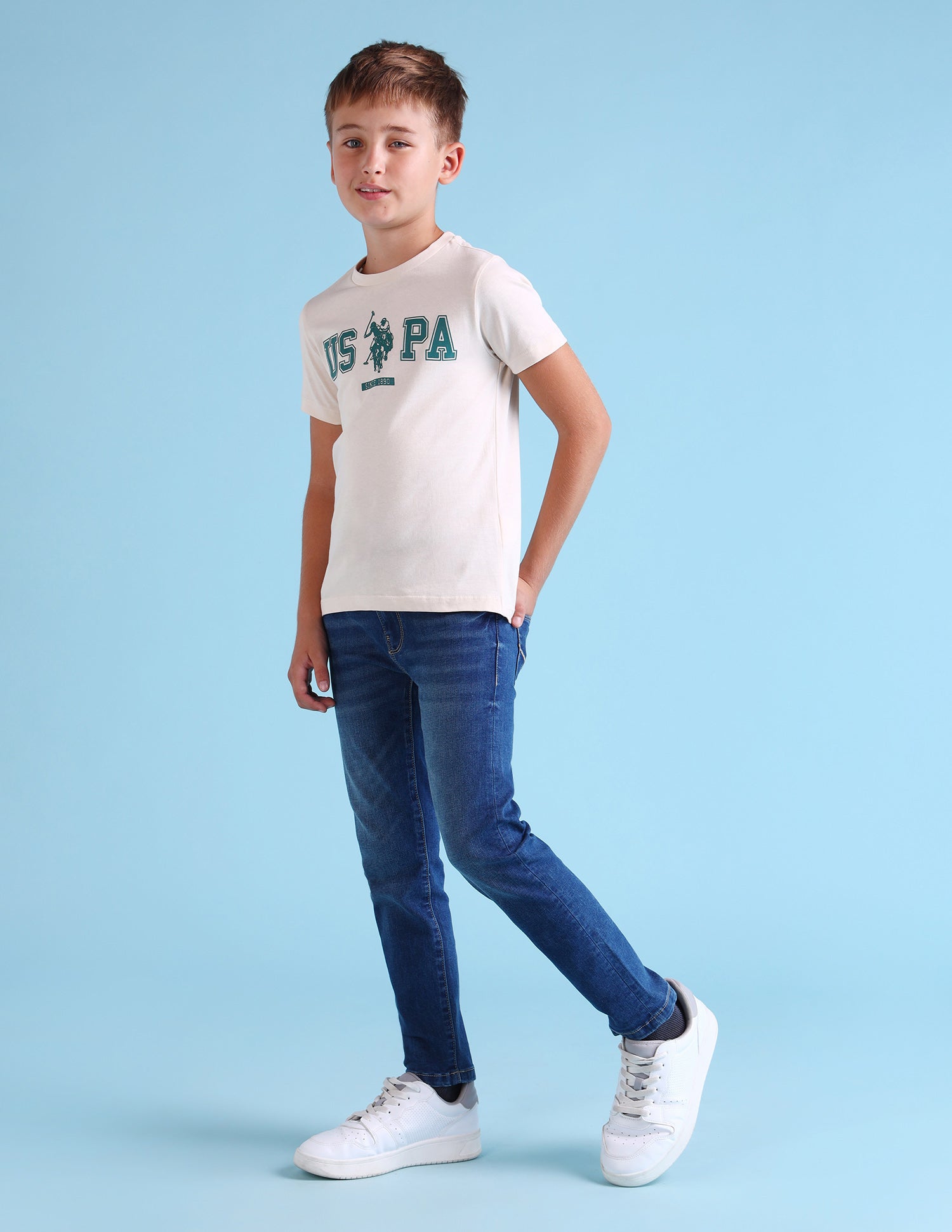 Boys Brand Printed Regular Fit T-Shirt Nude - U.S. POLO ASSN. | Large