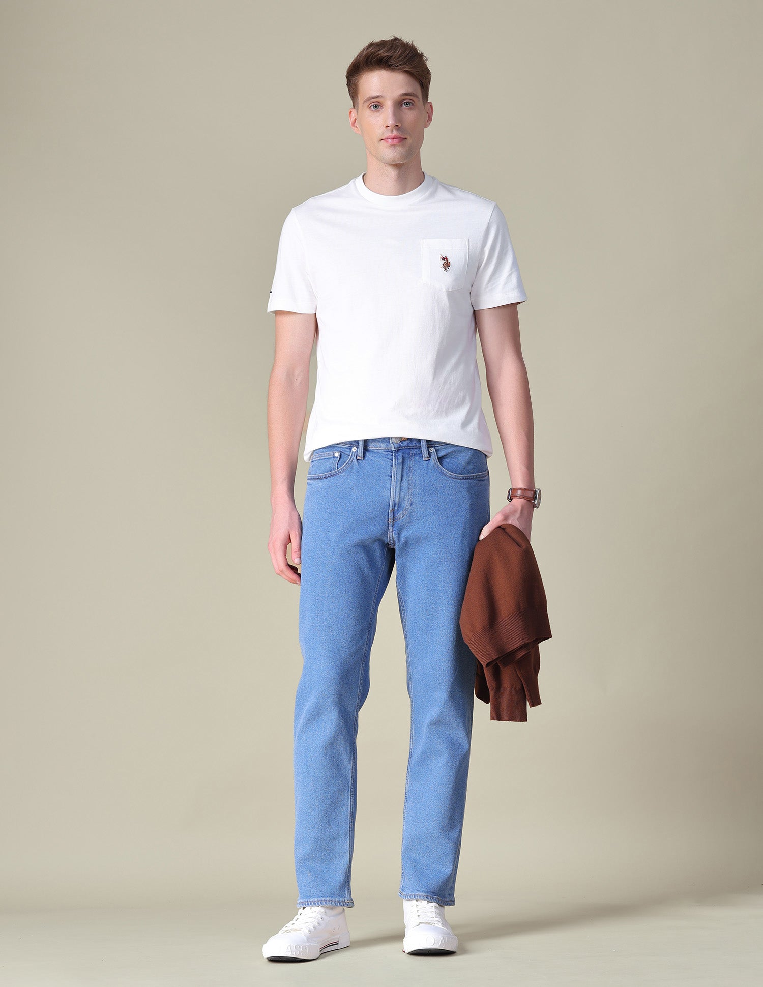 Solid Slim Fit T-Shirt Ivory - U.S. POLO ASSN. | Large