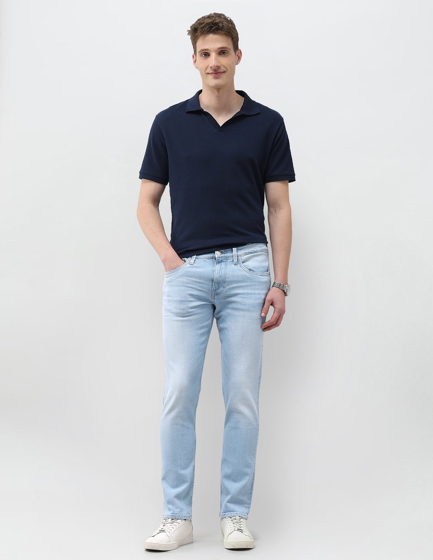 Brandon Slim Tapered Fit Blue Jeans Light Blue - U.S. Polo Assn. India | Large