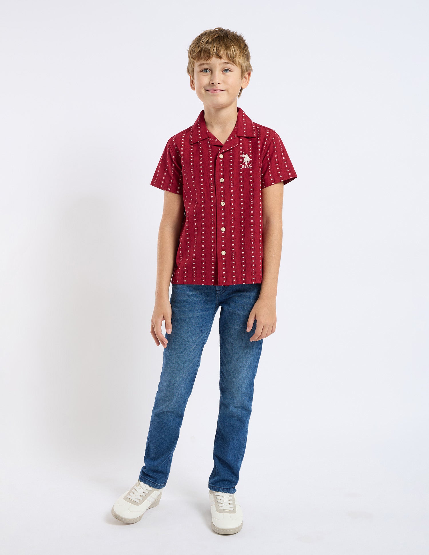 Boys Relaxed Fit All Over Printed Shirt Red - U.S. POLO ASSN. | Large