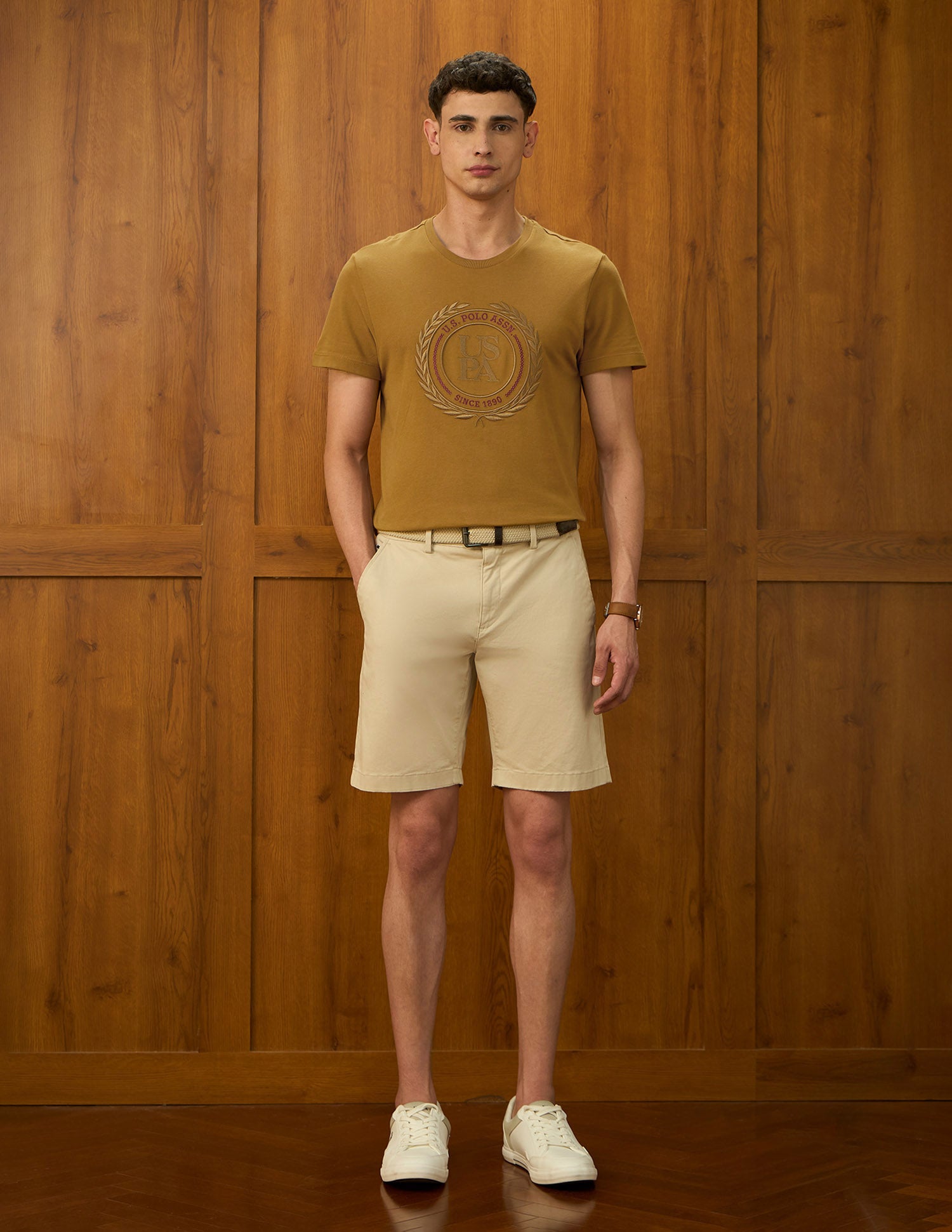 Brand Embroidered Varsity Theatre T-Shirt Mustard - U.S. POLO ASSN. | Large