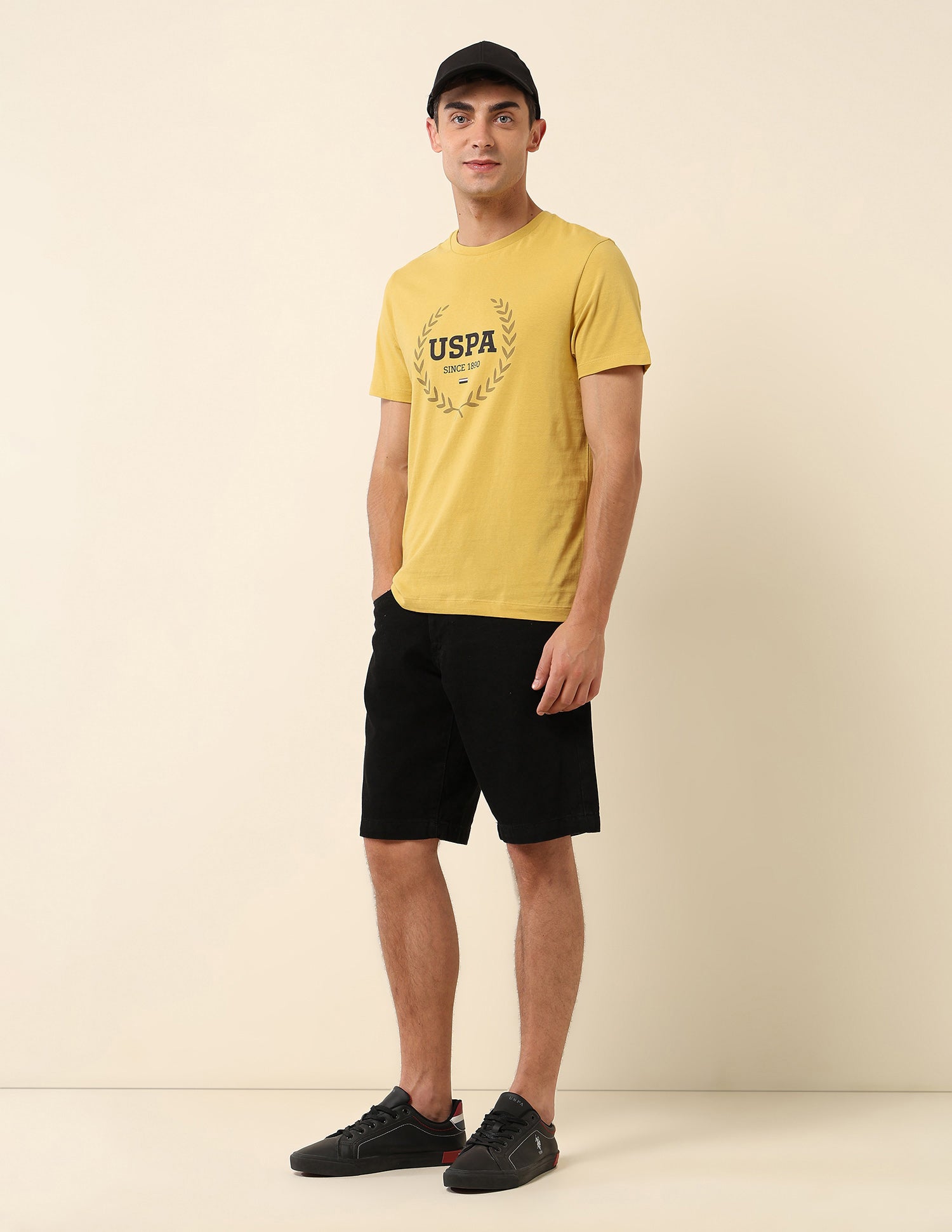 Slim Fit Brand Printed T-Shirt Mustard - U.S. Polo Assn. India | Large