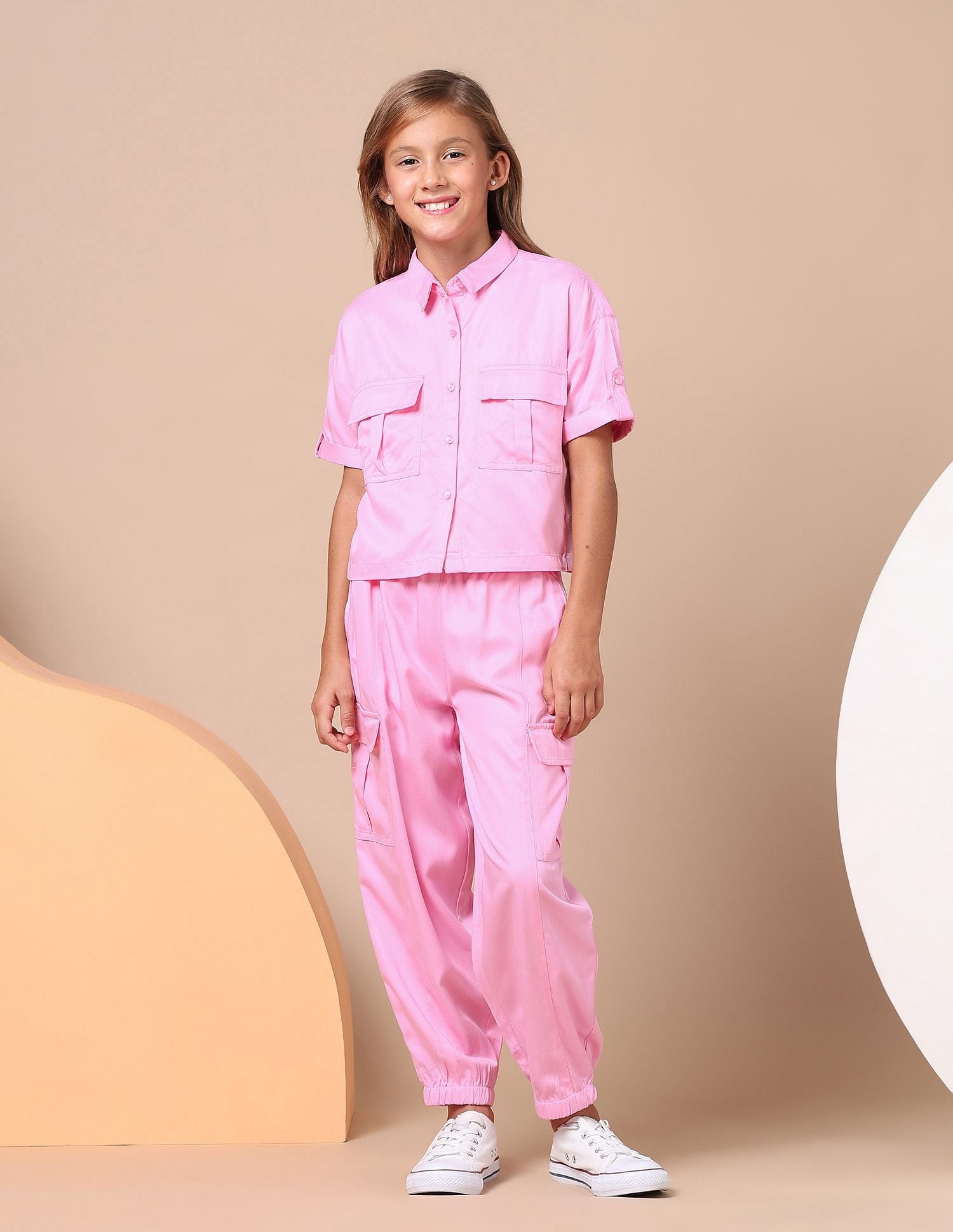 Girls Brand Taped Regular Fit Shirt Top Light Pink - U.S. POLO ASSN. | Large