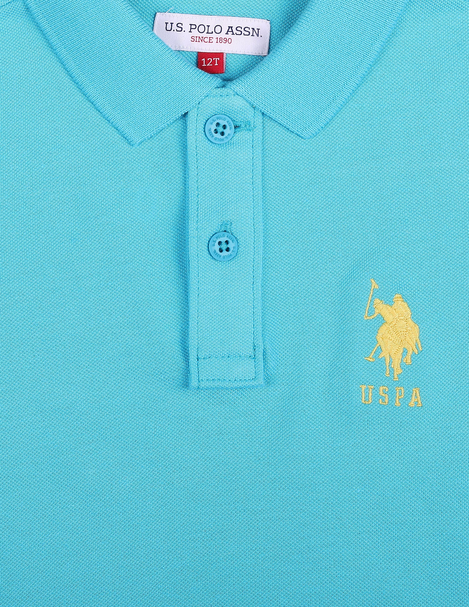 Pure Cotton Solid Polo Shirt Aqua - U.S. POLO ASSN. | Large