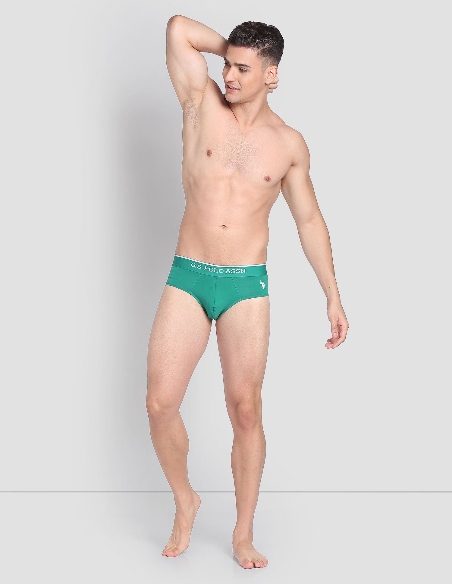 Elasticized Waist Solid EB004 Briefs  - Pack Of 3 Black, Green And Navy - U.S. POLO ASSN. | Large