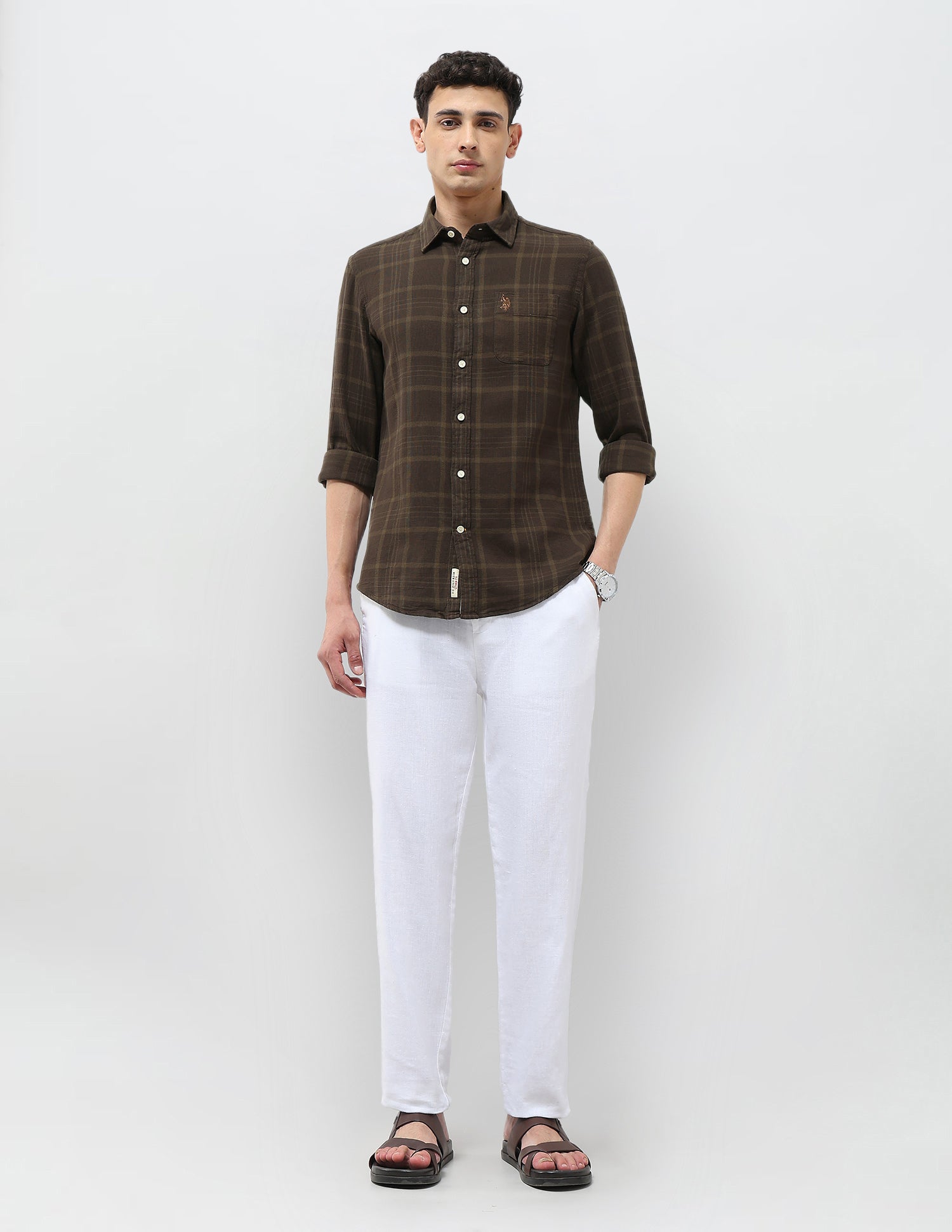 Dobby Tartan Checked Shirt Choco - U.S. Polo Assn. India | Large