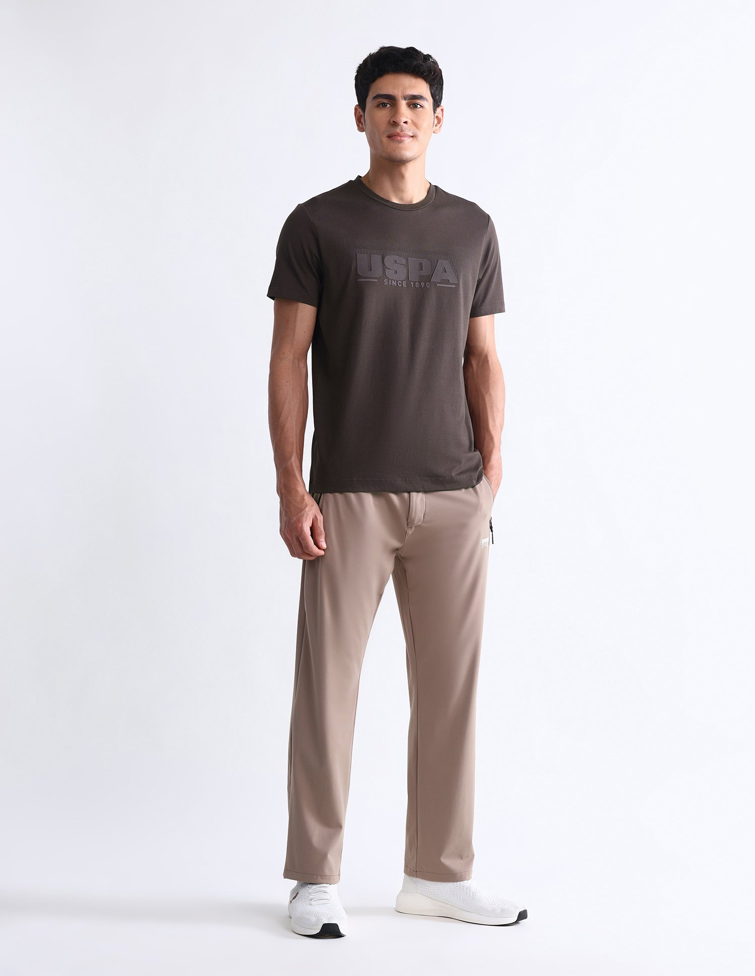 Brand Embossed Slim Fit T-Shirt Dark Brown - U.S. Polo Assn. India | Large