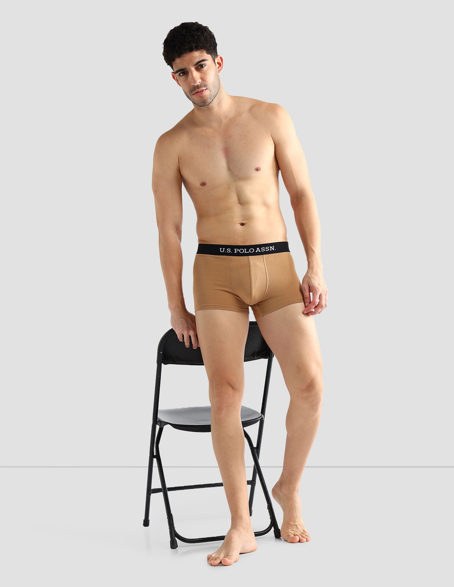 Elasticized Waist Solid OET13 Trunks - Pack Of 3 Green, Brown and Blue - U.S. POLO ASSN. | Large