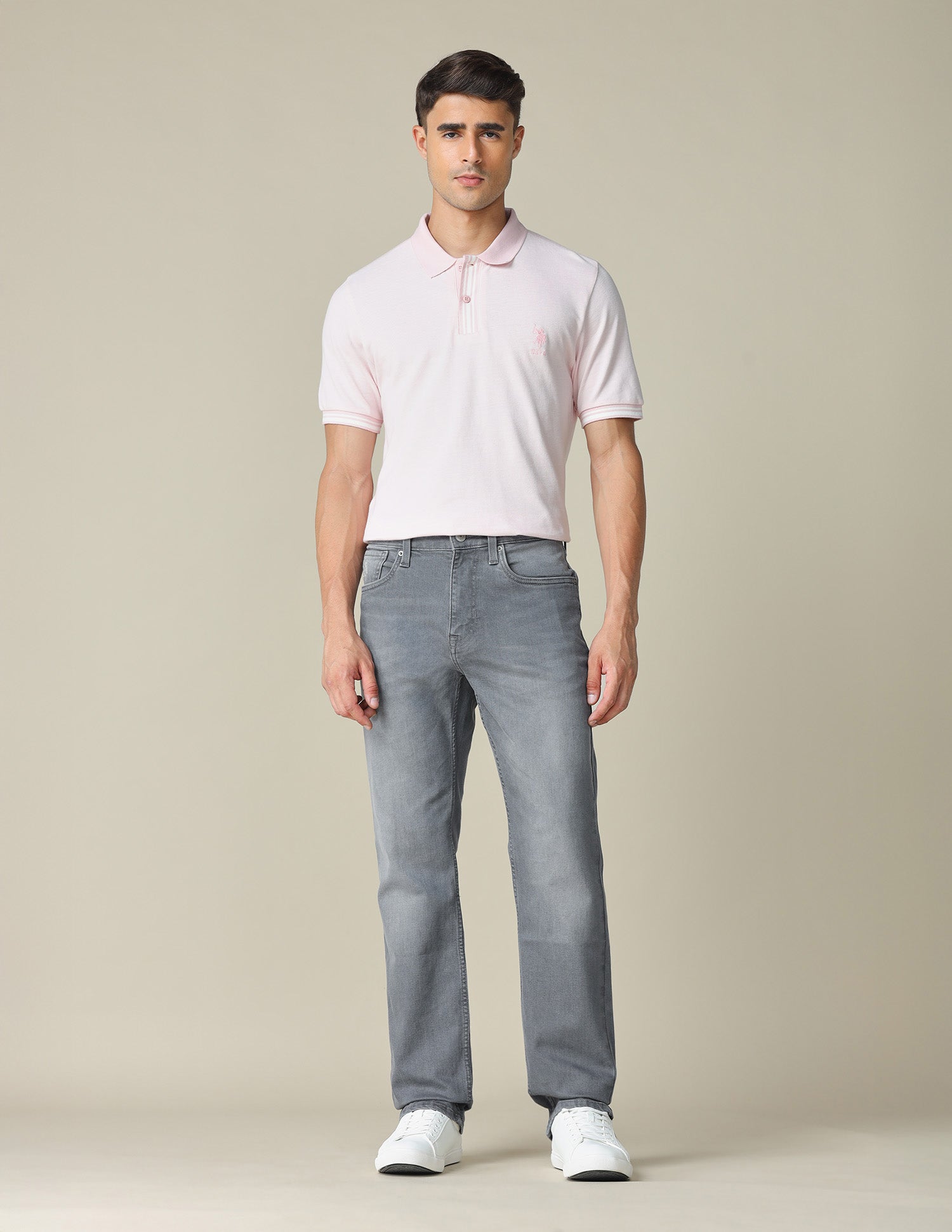 Harold Slim Straight Fit Whiskered Jeans Grey - U.S. POLO ASSN. | Large