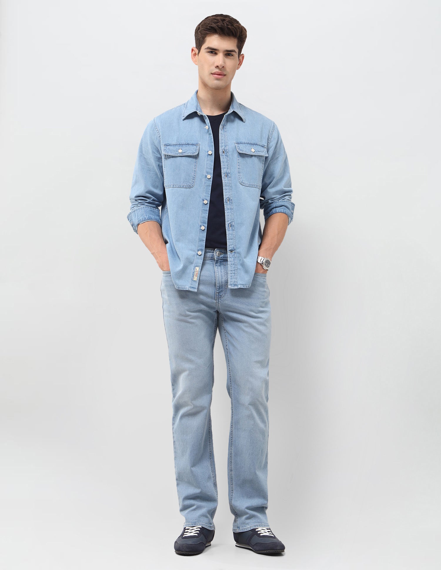 Twill Relaxed Fit Shirt Light Indigo - U.S. Polo Assn. India | Large